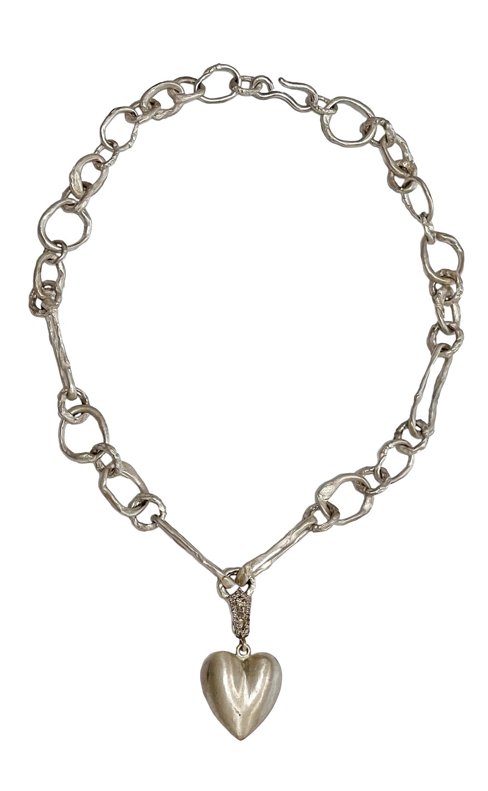 STERLING SILVER DIAMOND HEART PENDANT NECKLACE