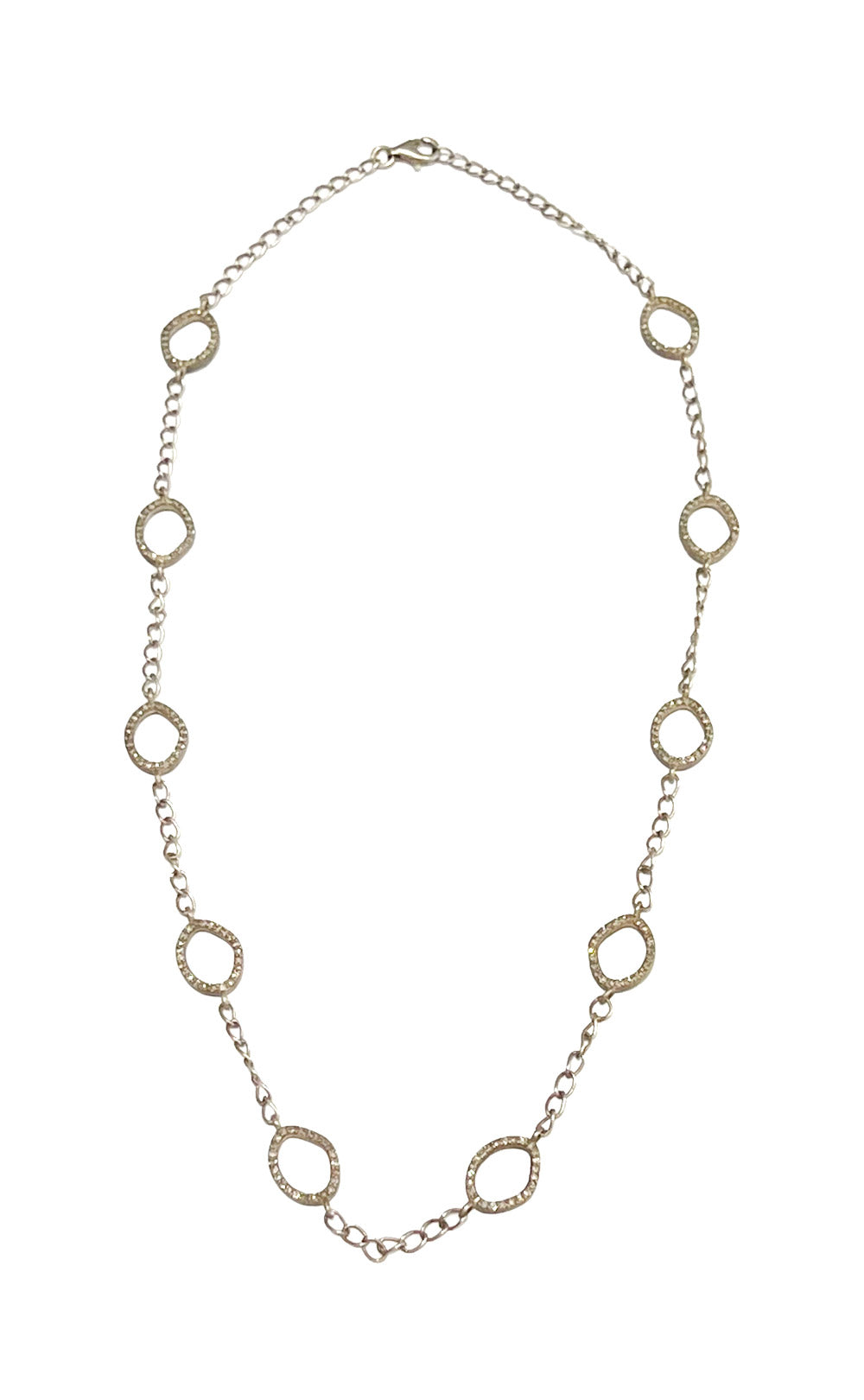 STERLINE SILVER STATIONED DIAMOND CIRCLES NECKLACE