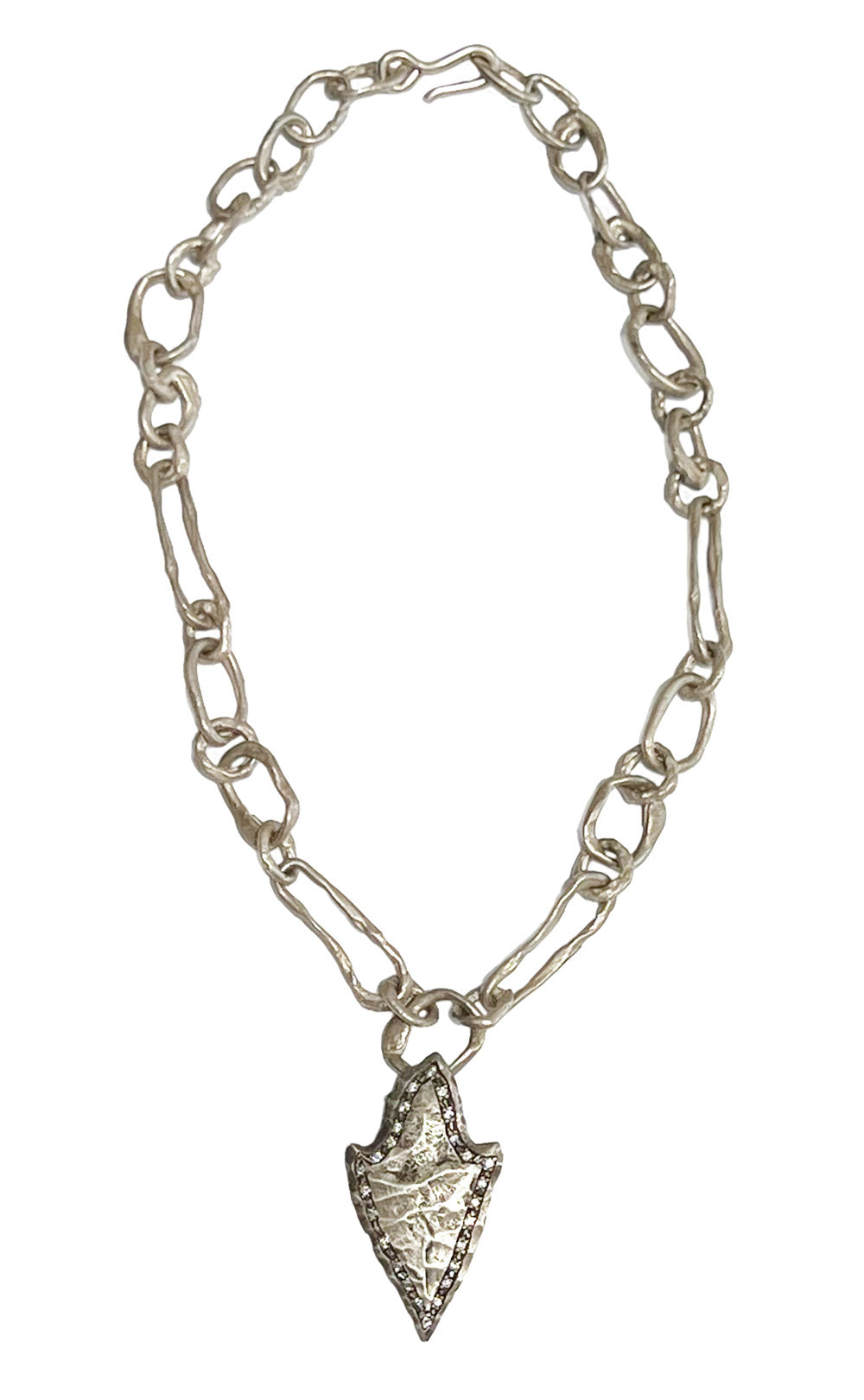 STERLING SILVER DIAMOND ARROW PENDANT NECKLACE
