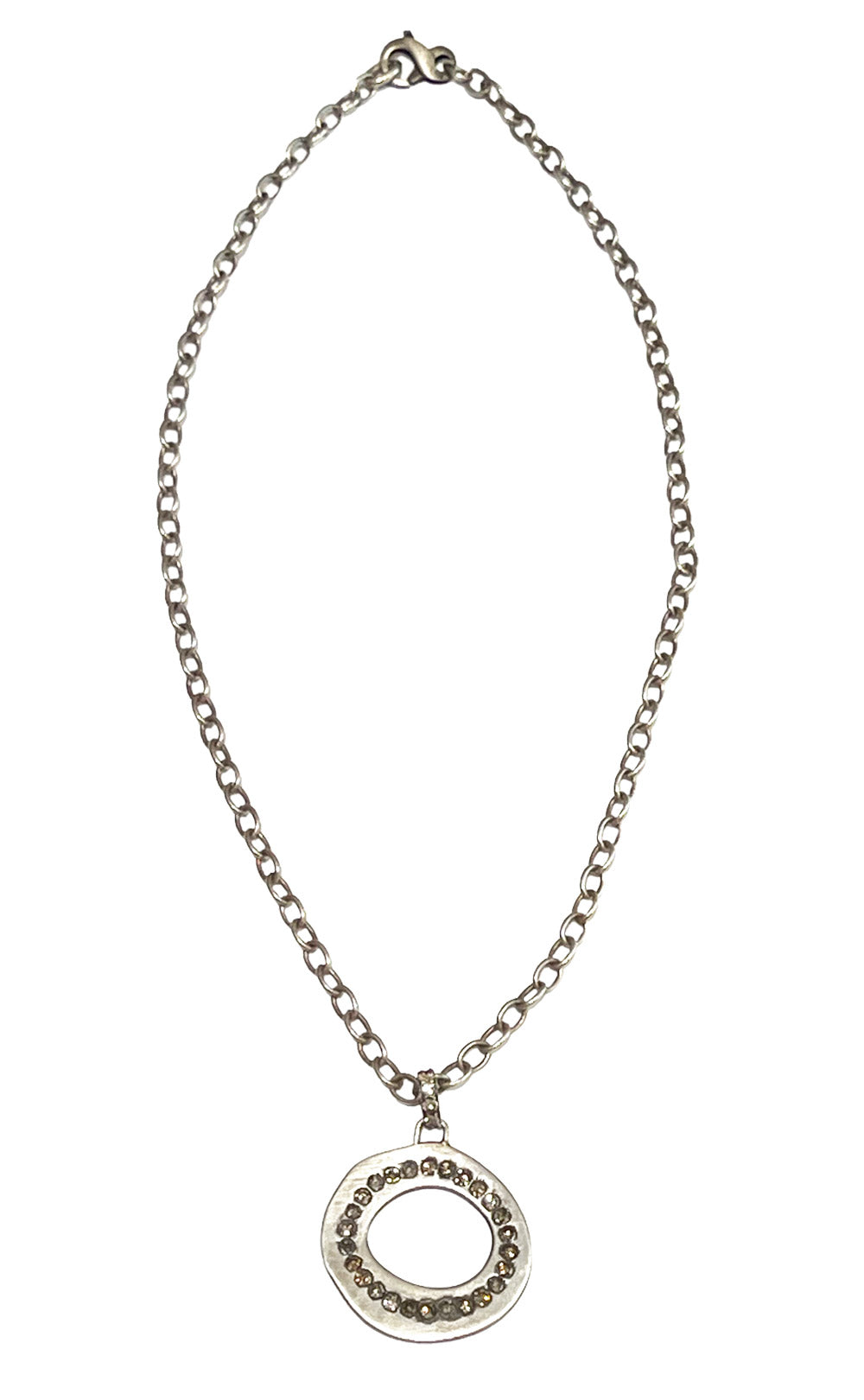 STERLING SILVER DIAMOND CIRCLE PENDANT NECKLACE