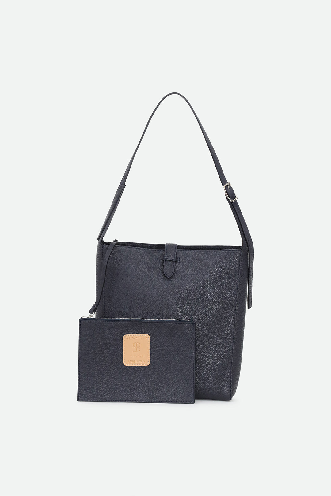 BRIO BUCKLE BAG IN ITALIAN CALFSKIN NAVY