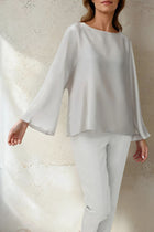 PAOLO BATEAU NECK BLOUSE IN SILK CHARMEUSE