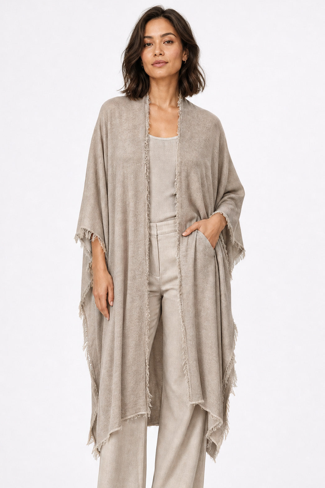 PATNA CARDIGAN IN HAND-DYED CASHMERE SAND DUNE