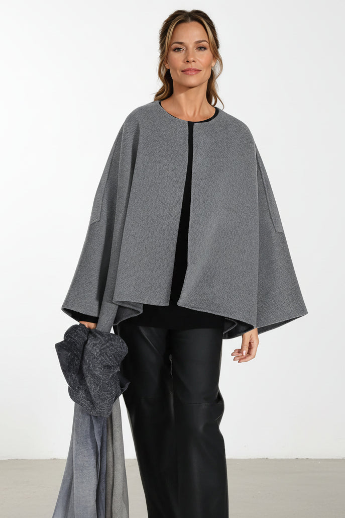 LIMITED EDITION PELLERYN JACKET IN DOUBLE FACE CASHMERE WOOL HEATHER GREY