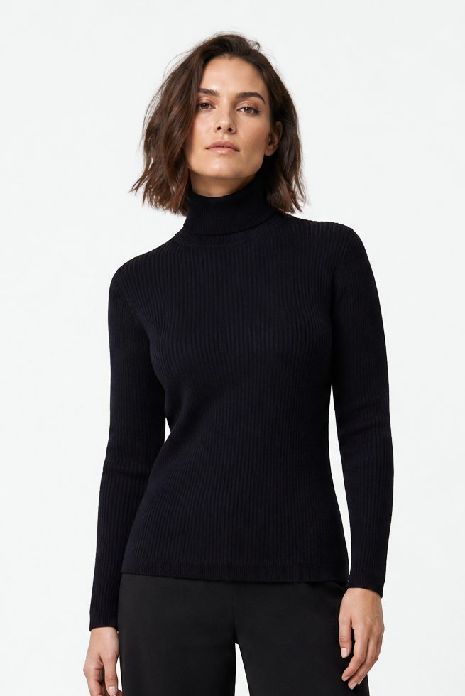 STRATO RIBBED TURTLENECK IN FINE MERINO