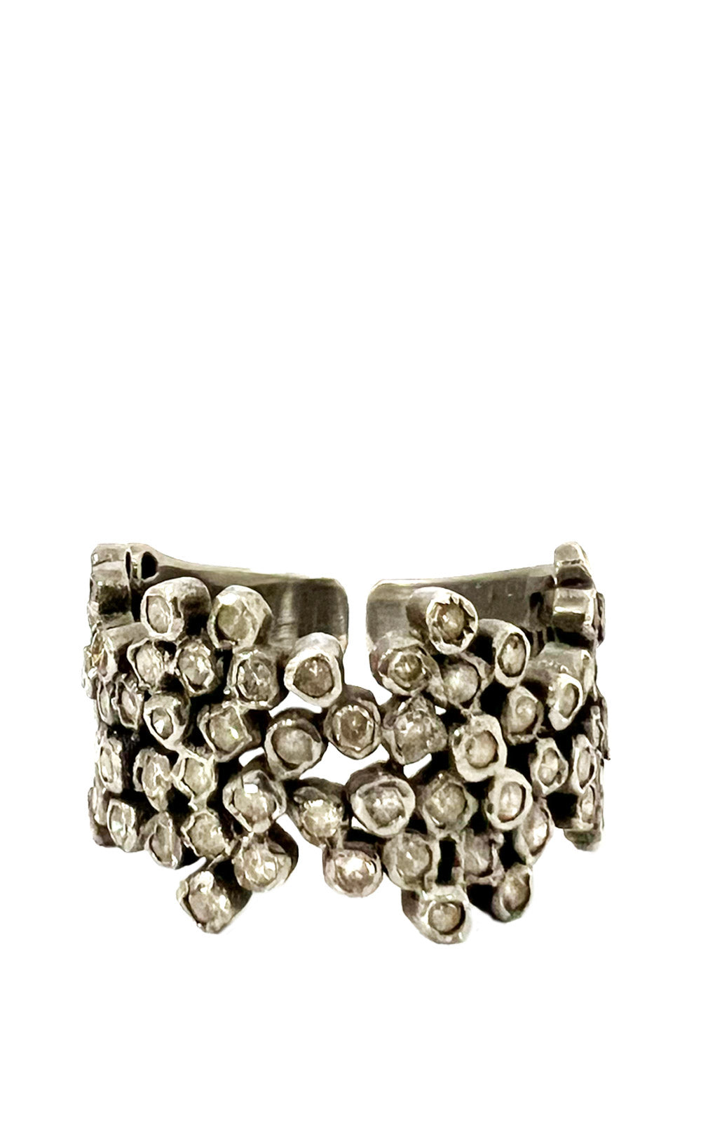 STERLING SILVER PAVED DIAMOND RING