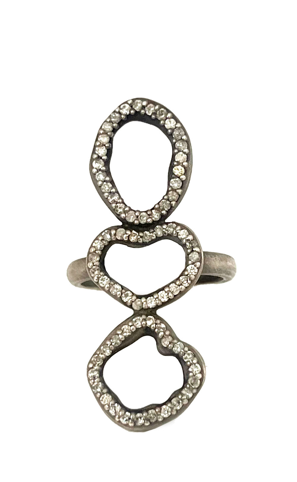 STERLING SILVER DIAMOND STACKING CIRCLES RING