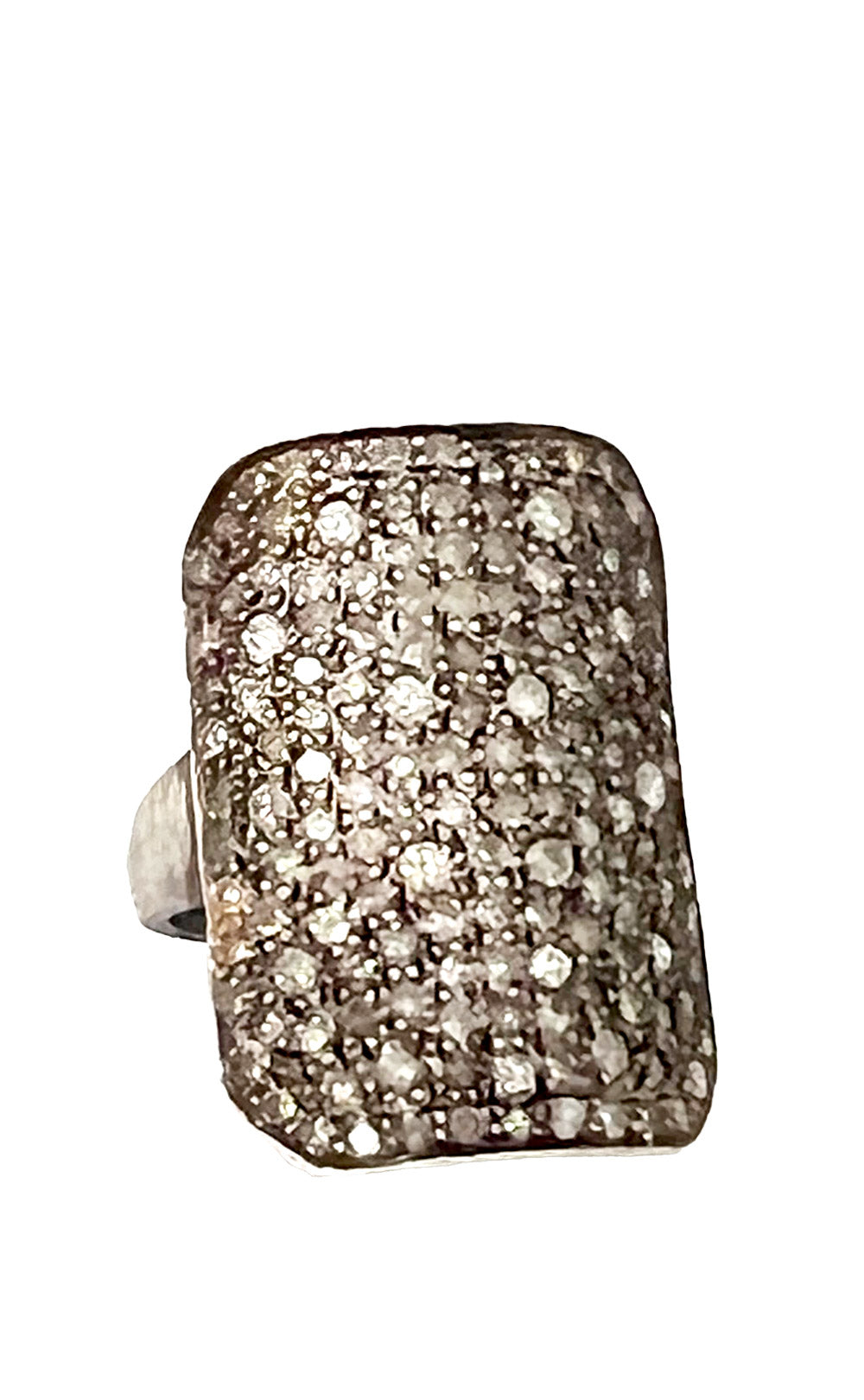 STERLING SILVER PAVED DIAMOND RING