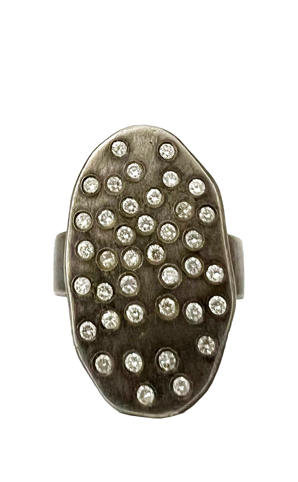 STERLING SILVER DIAMOND FACED RING