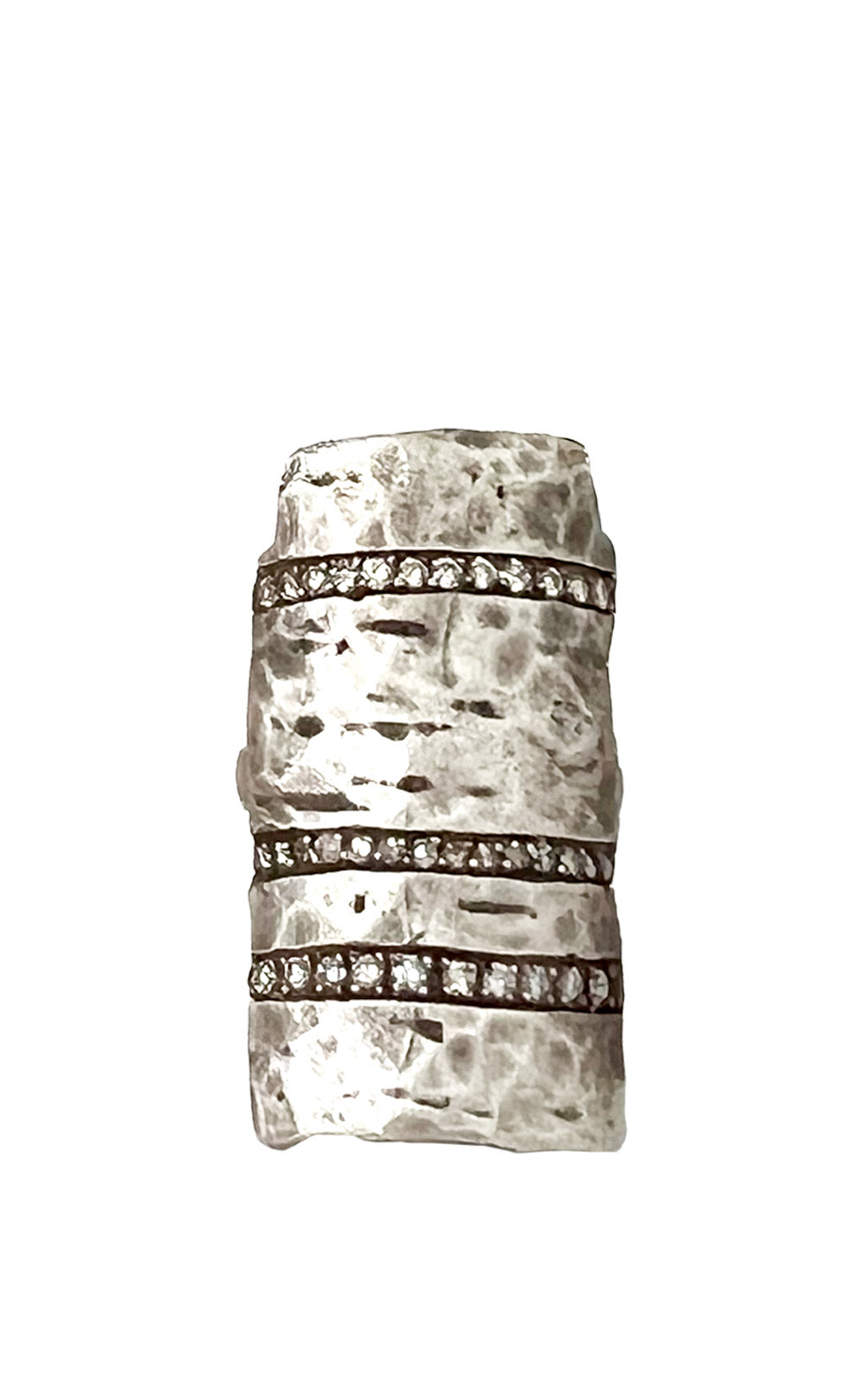 STERLING SILVER DIAMOND LINES RING