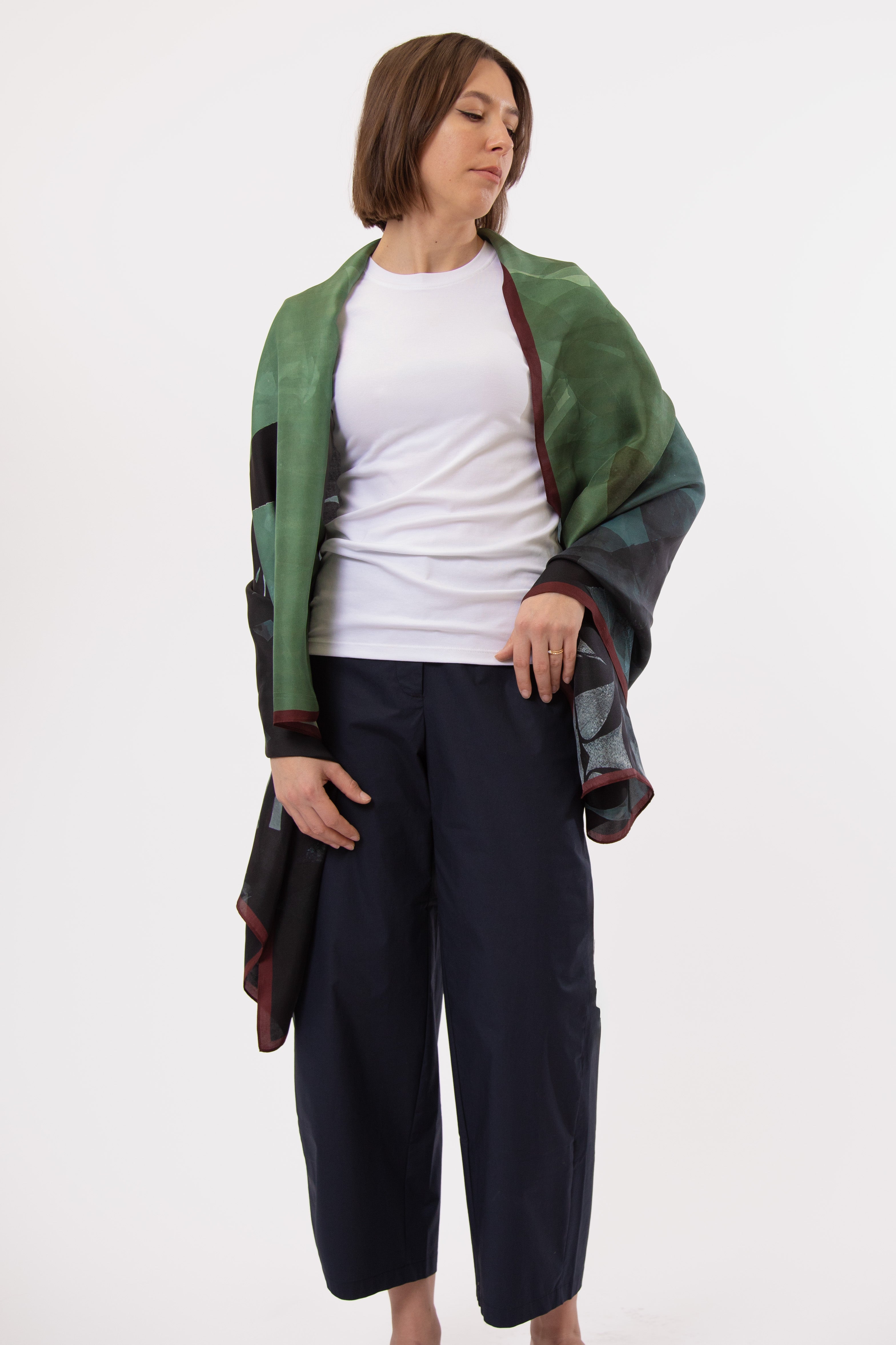 SILK TWILL RECTANGLE SCARF REVES SARCELLE