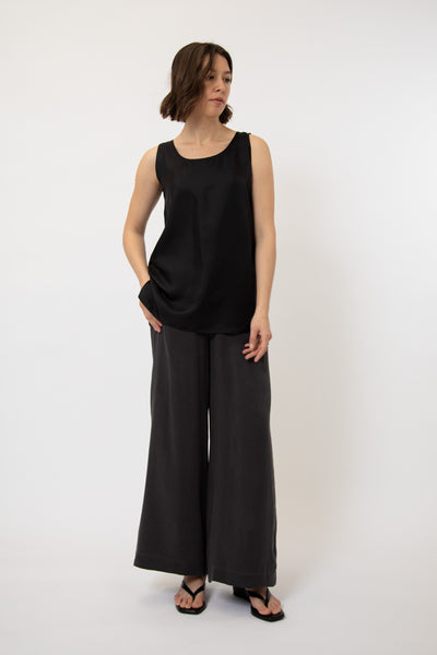 Cotton ribbon tank 黒 ANDMARY】Cotton ribbon tank