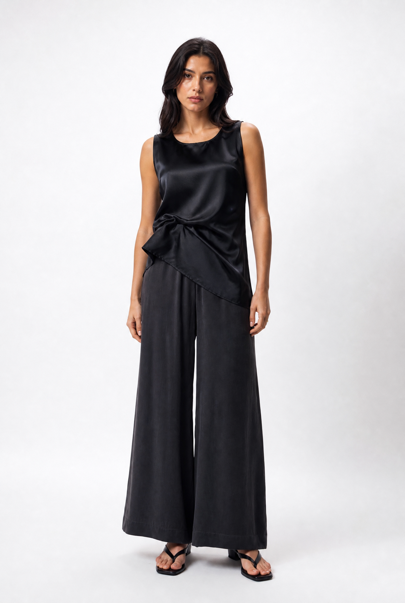 PALMETTO WIDE LEG PANT IN GARMENT-DYED SILK CHARMEUSE