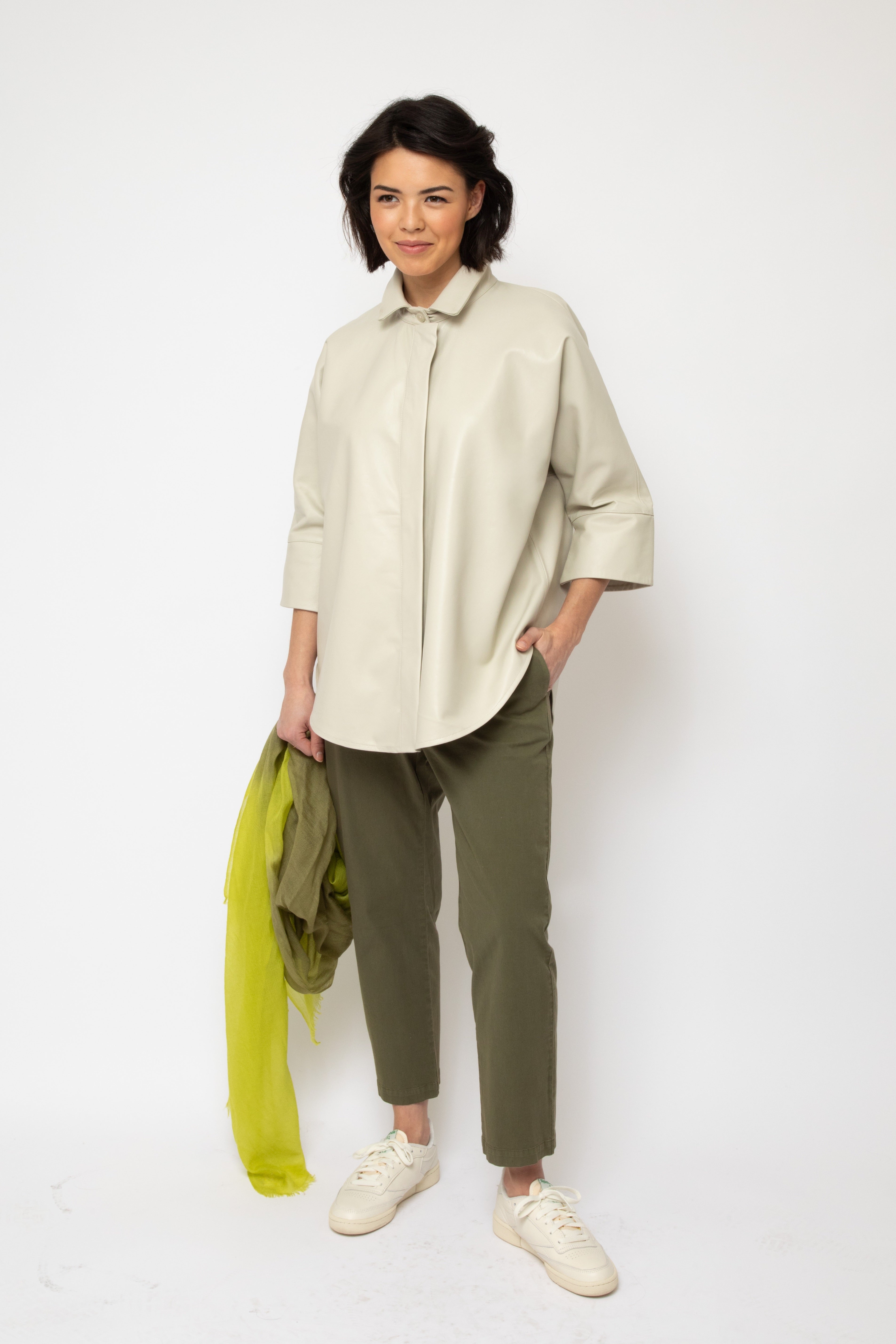 SAHANA DOLMAN IN STONE LEATHER