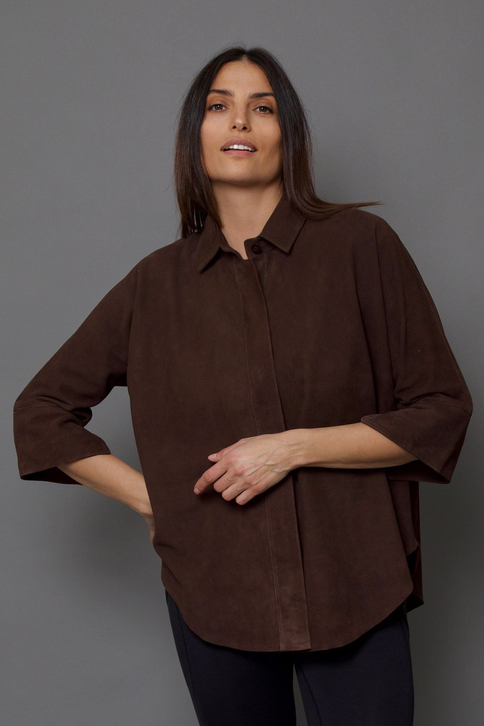 SAHANA DOLMAN SUEDE IN DARK CHOCOLATE SUEDE