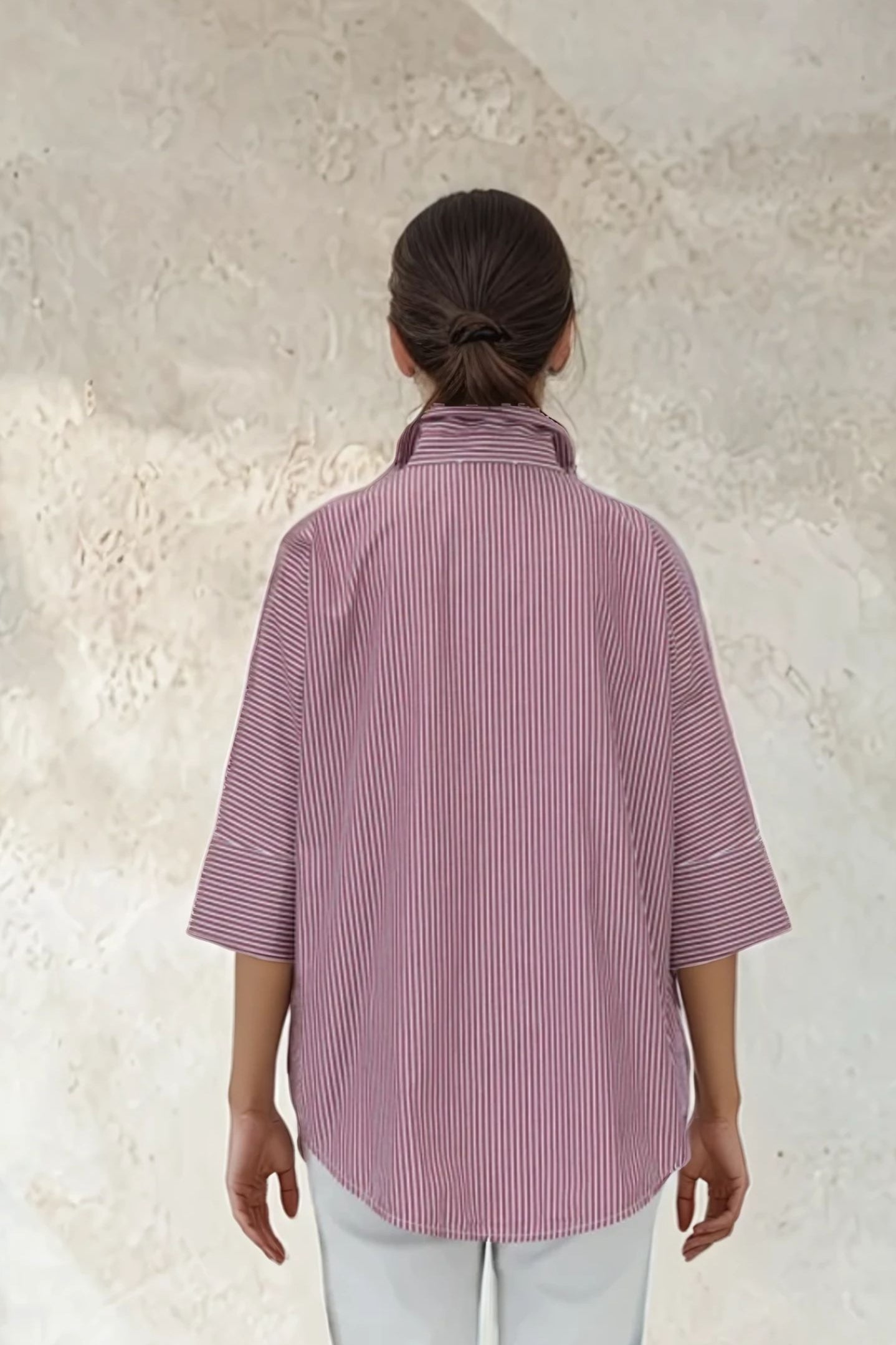 SAHANA DOLMAN IN ITALIAN COTTON WHITE WINE STRIPE JACQUARD