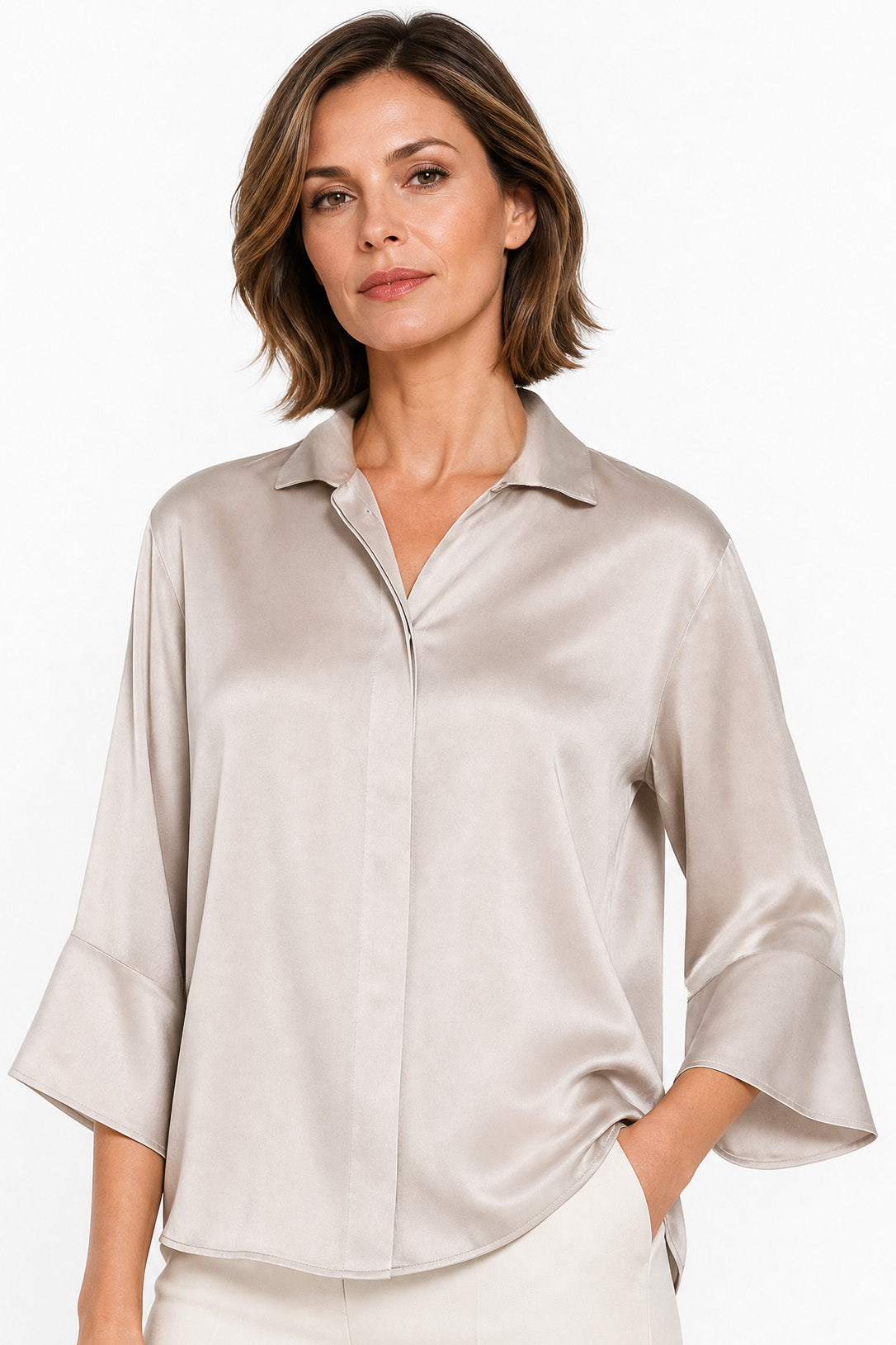 SANDRINE SHIRT IN SILK CHARMEUSE