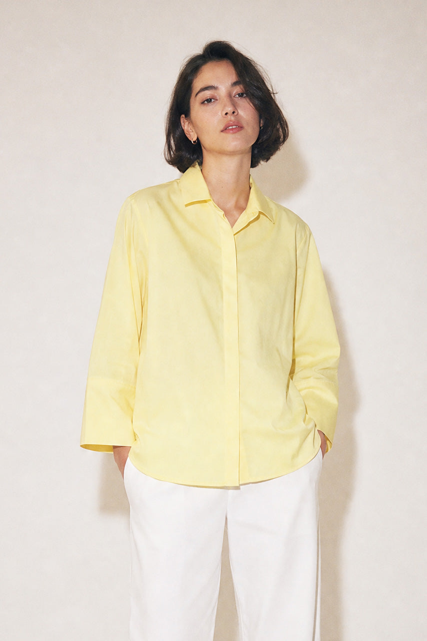 SEVILLA SHIRT IN ITALIAN COTTON POPLIN STRETCH IN YELLOW