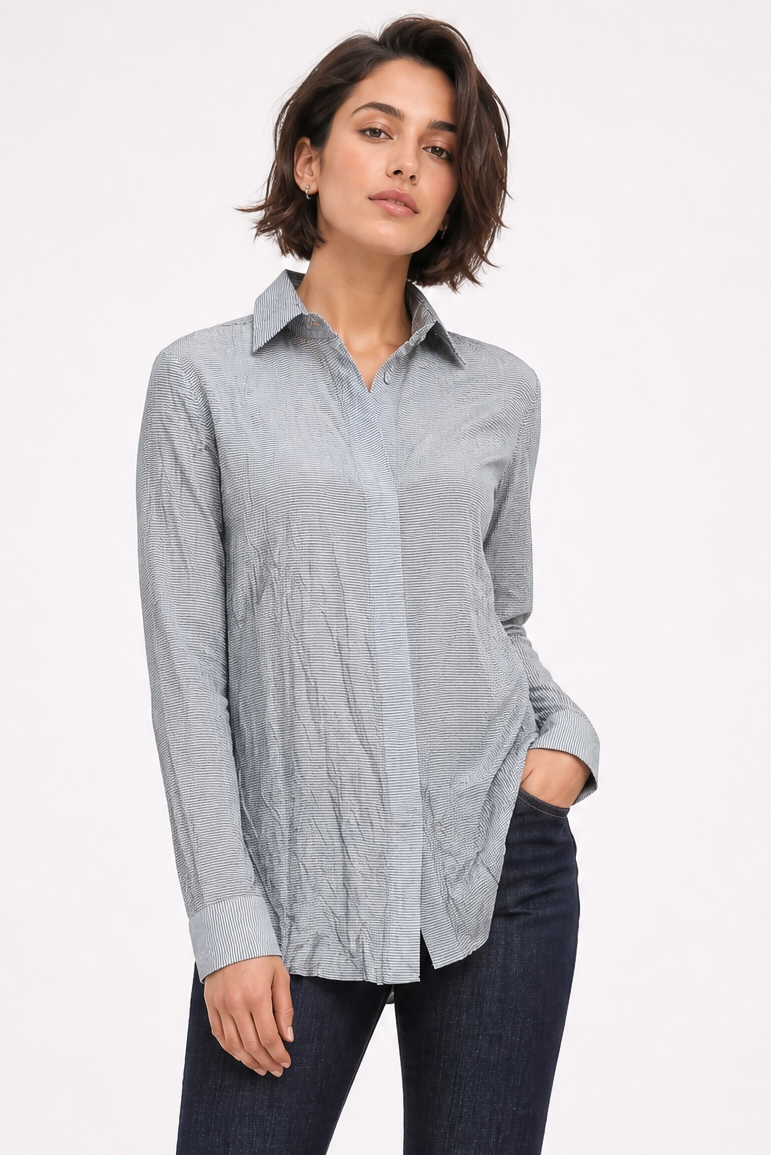 SFIZIO TEXTURED COTTON-SILK PERFECT SHIRT