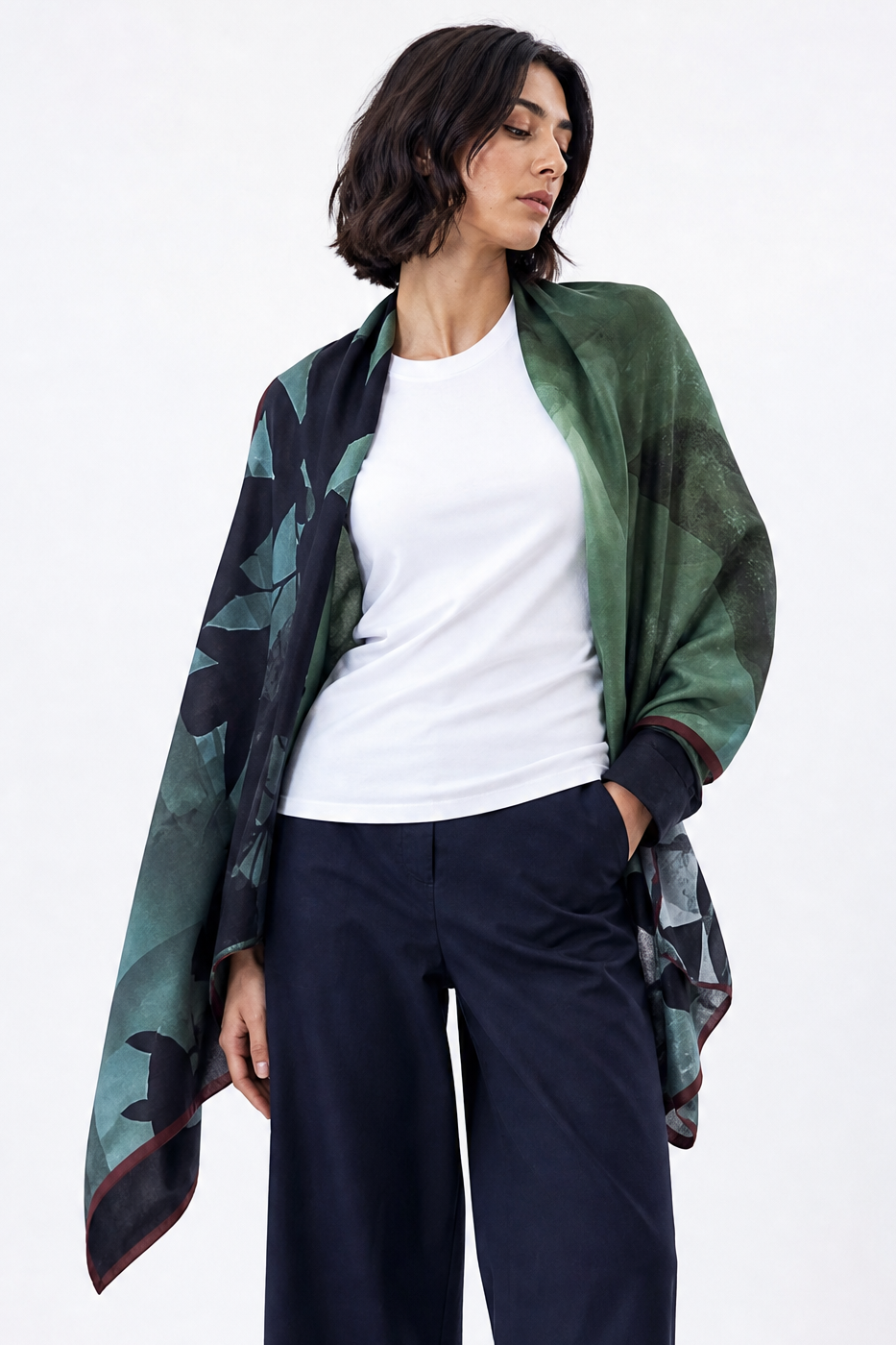 SILK TWILL RECTANGLE SCARF REVES SARCELLE
