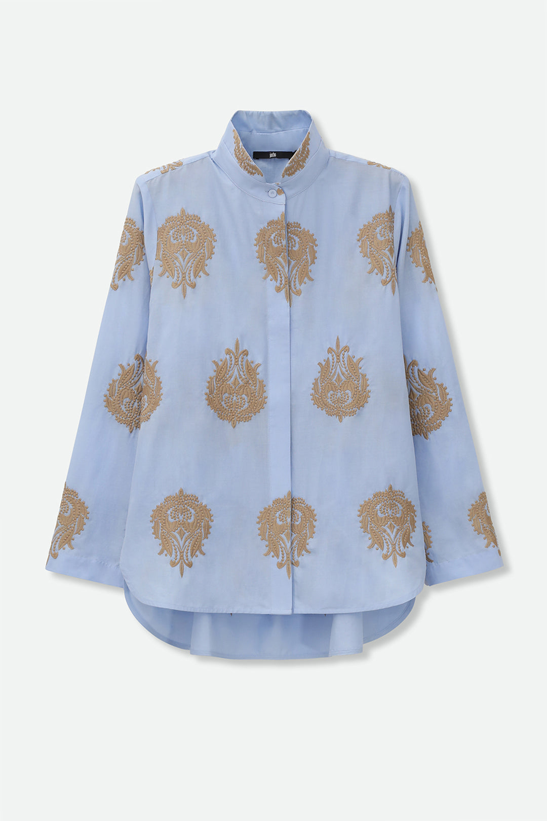 SIMONE ITALIAN COTTON SHIRT WITH GOLDEN EMBROIDERY