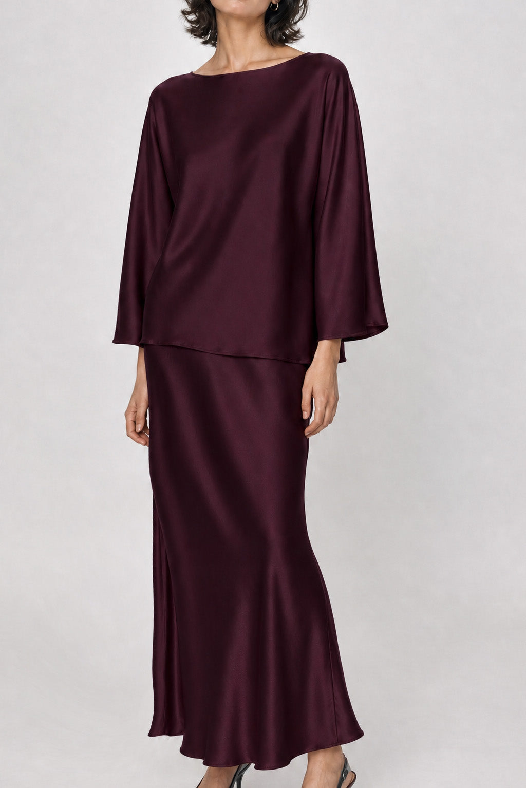 SYLVIE BRACELET SLEEVE BLOUSE IN SILK CHARMEUSE