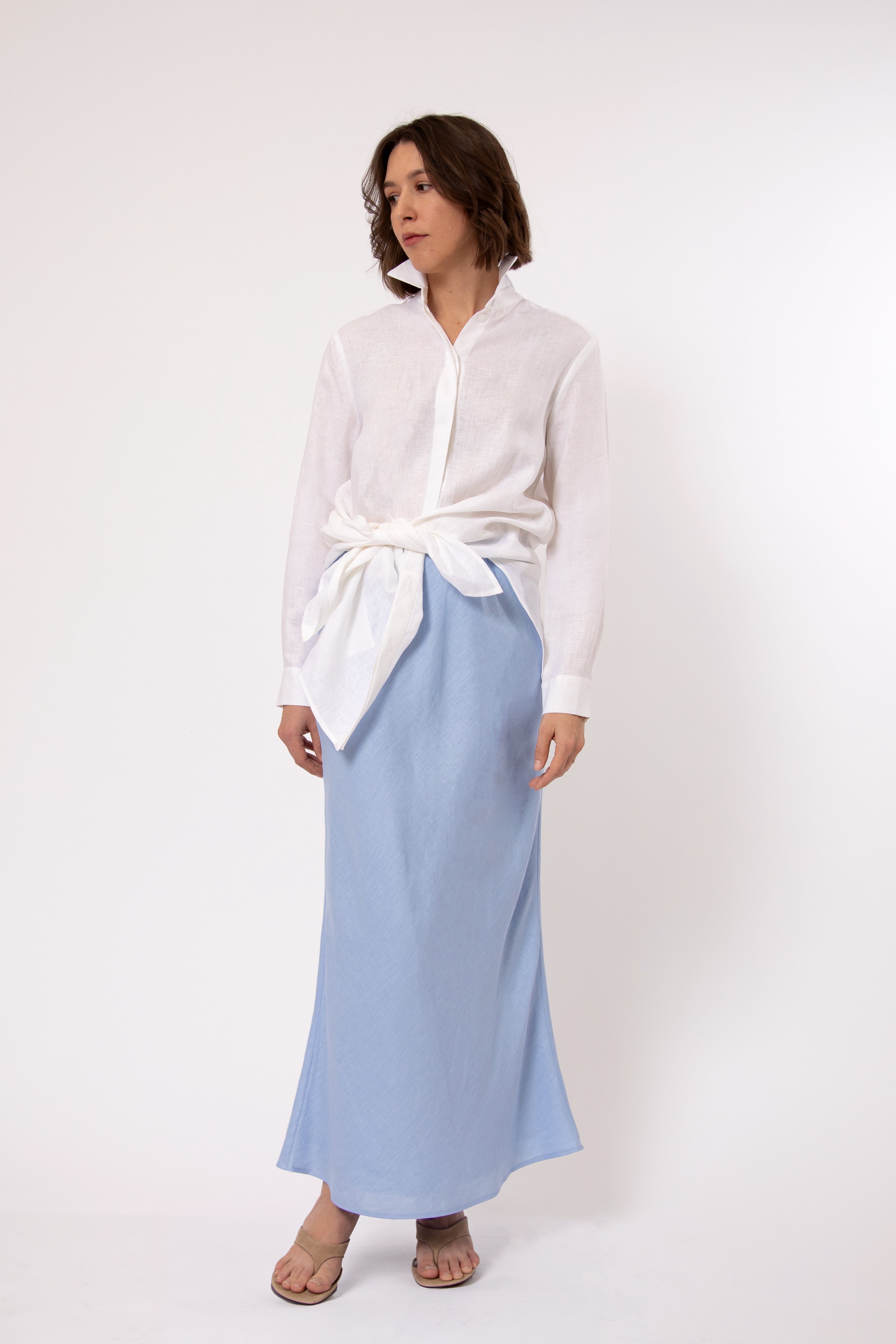 LEONORA BIAS SKIRT IN ITALIAN LINEN