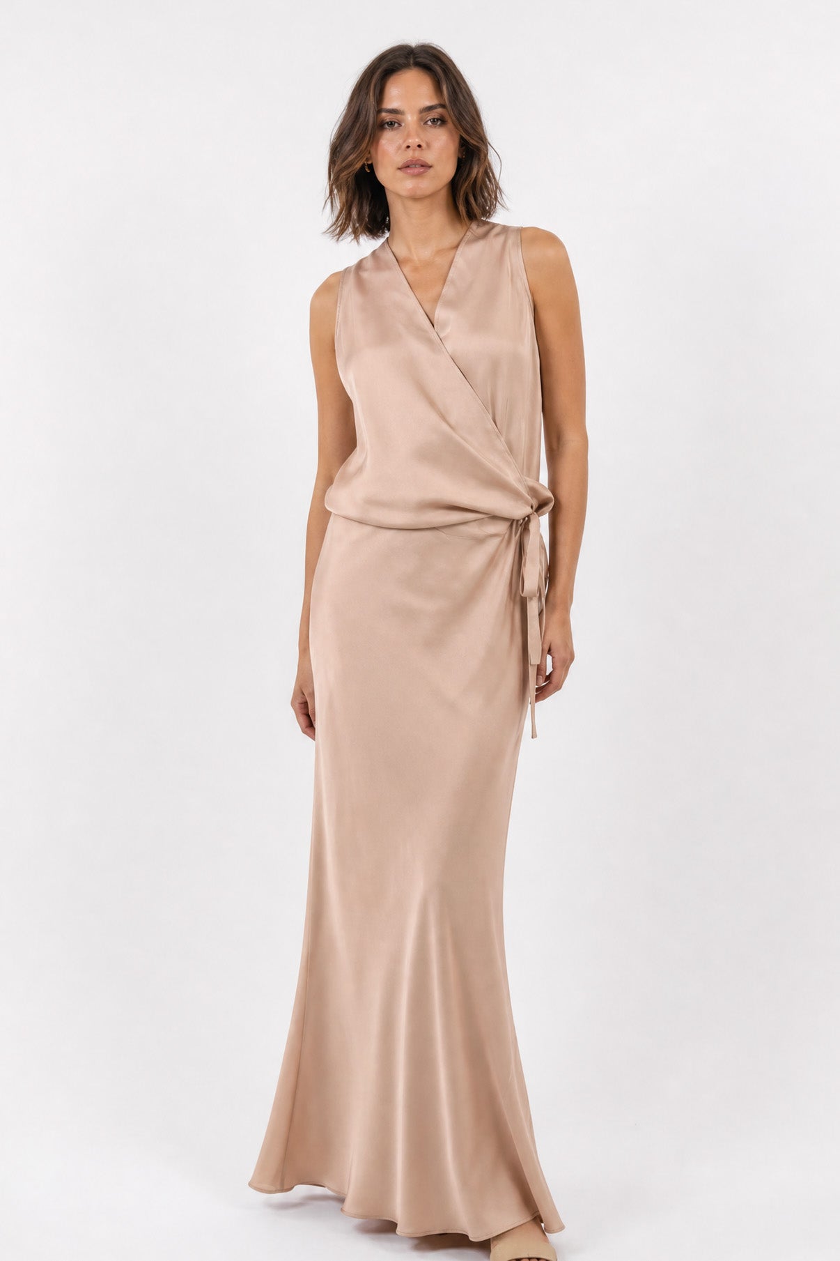 TARA SILK TWILL TWIST TANK TOP