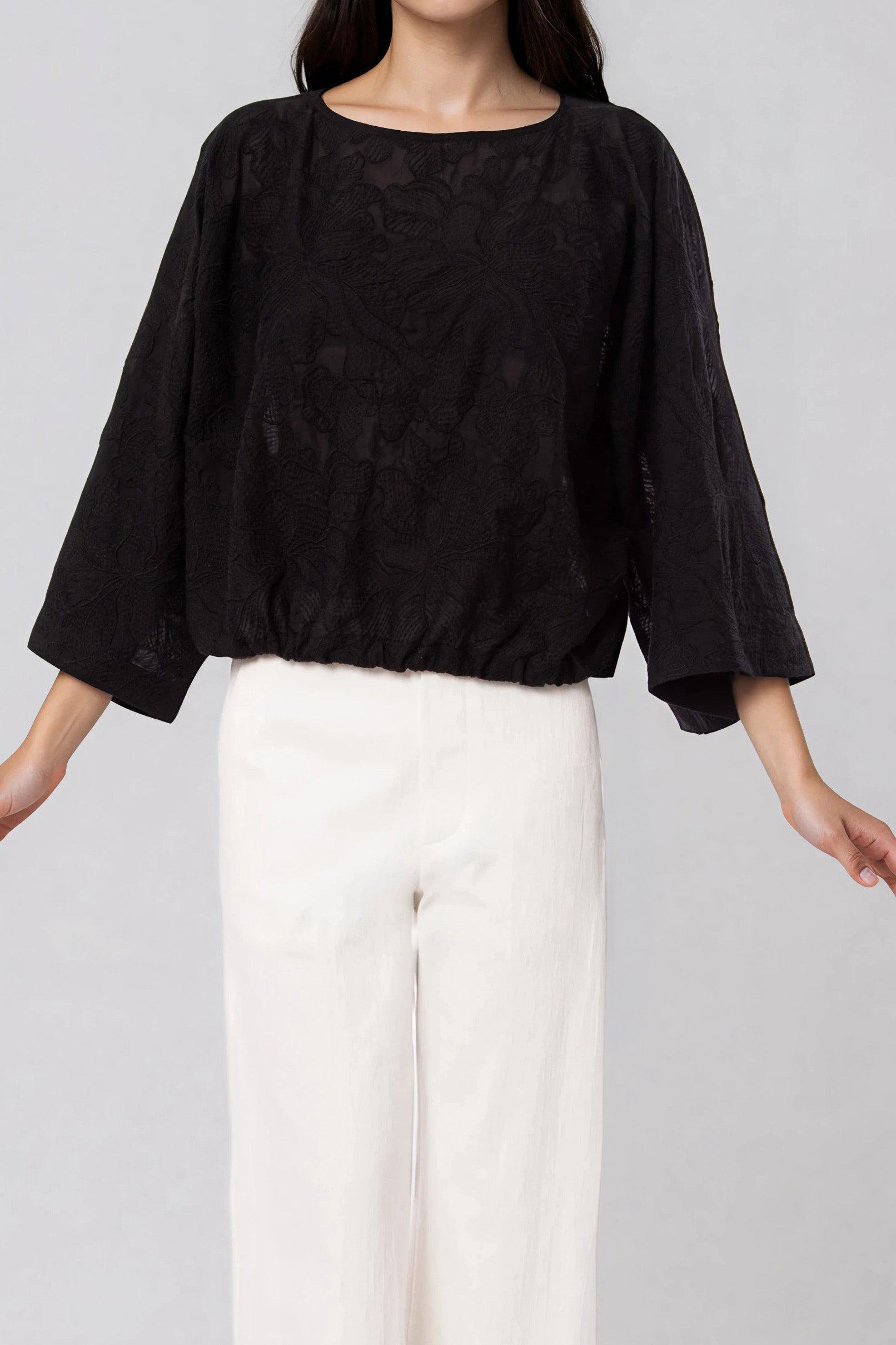 TILLIE TOP IN EMBROIDERED ITALIAN COTTON