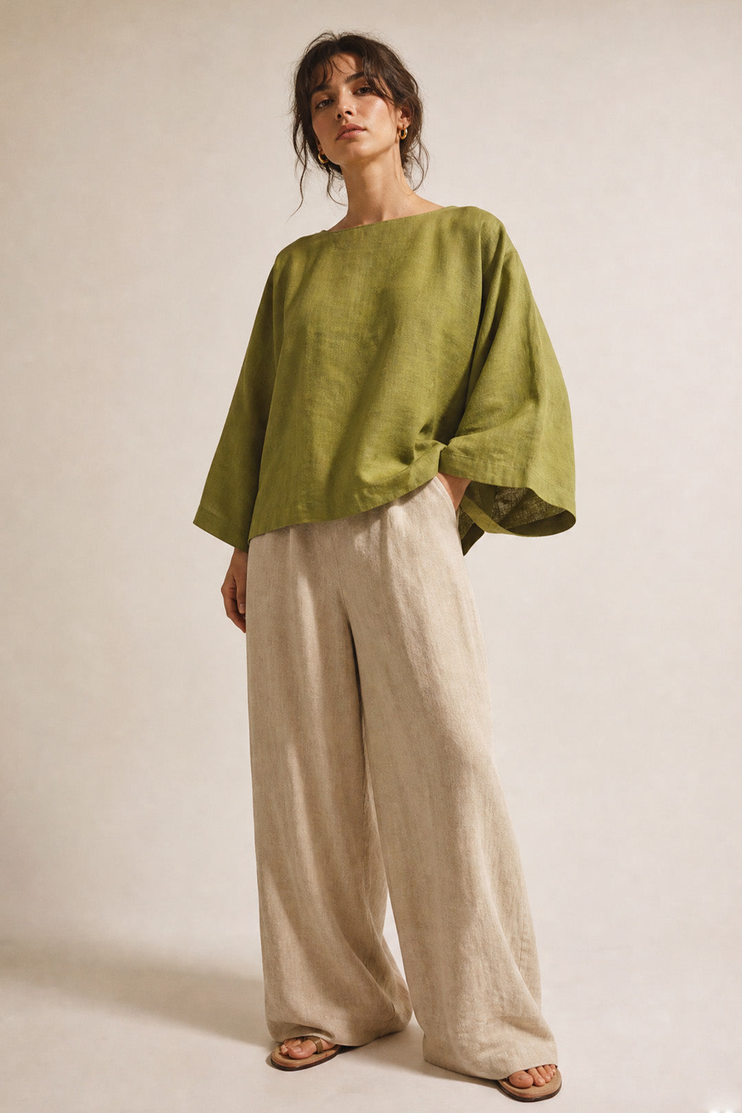 PALMETTO WIDE LEG PULL ON PANT IN ITALIAN LINEN