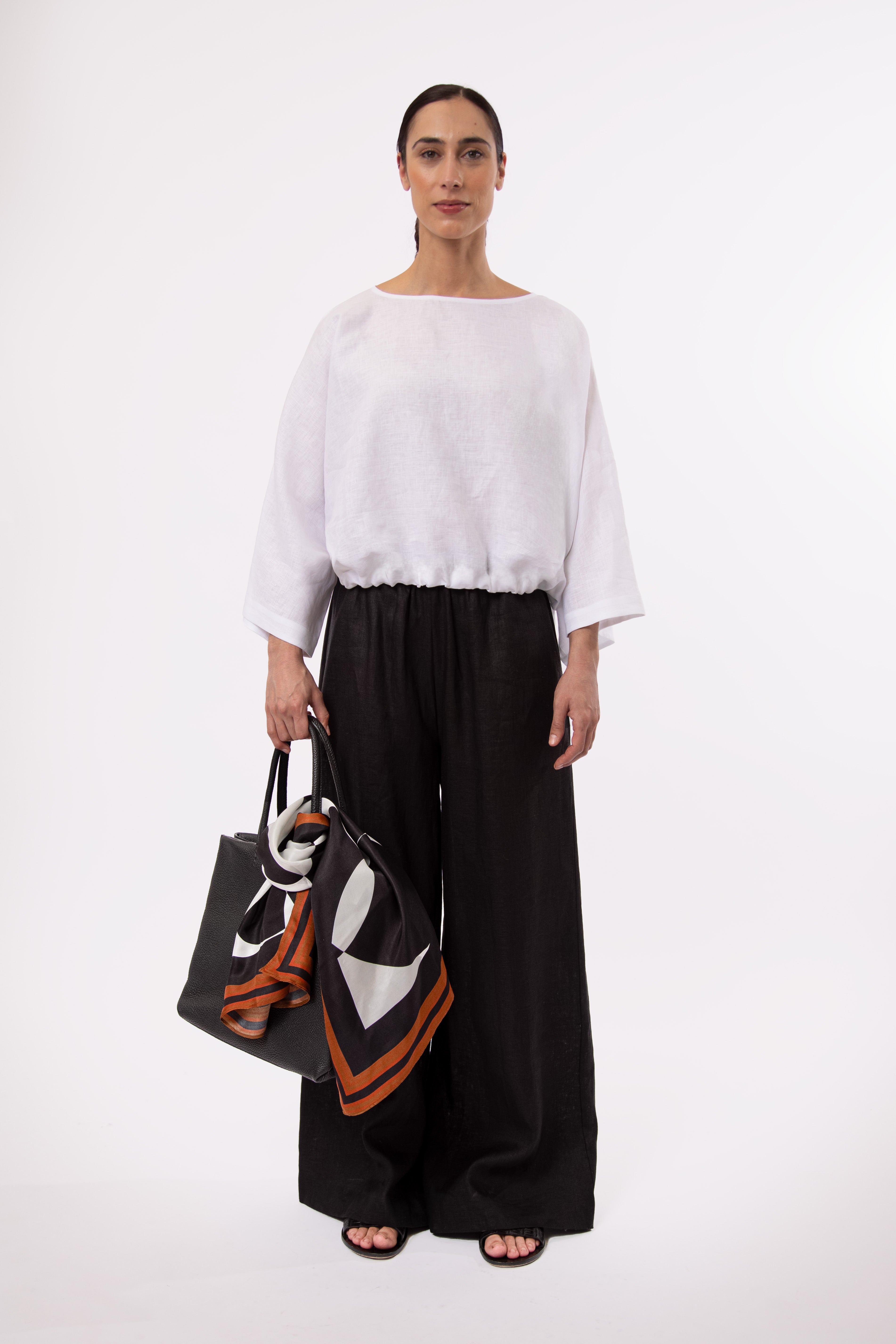 PALMETTO WIDE LEG PULL ON PANT IN ITALIAN LINEN