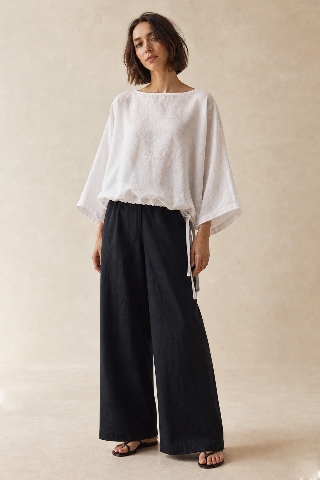 PALMETTO WIDE LEG PULL ON PANT IN ITALIAN LINEN