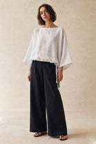 PALMETTO WIDE LEG PULL ON PANT IN ITALIAN LINEN