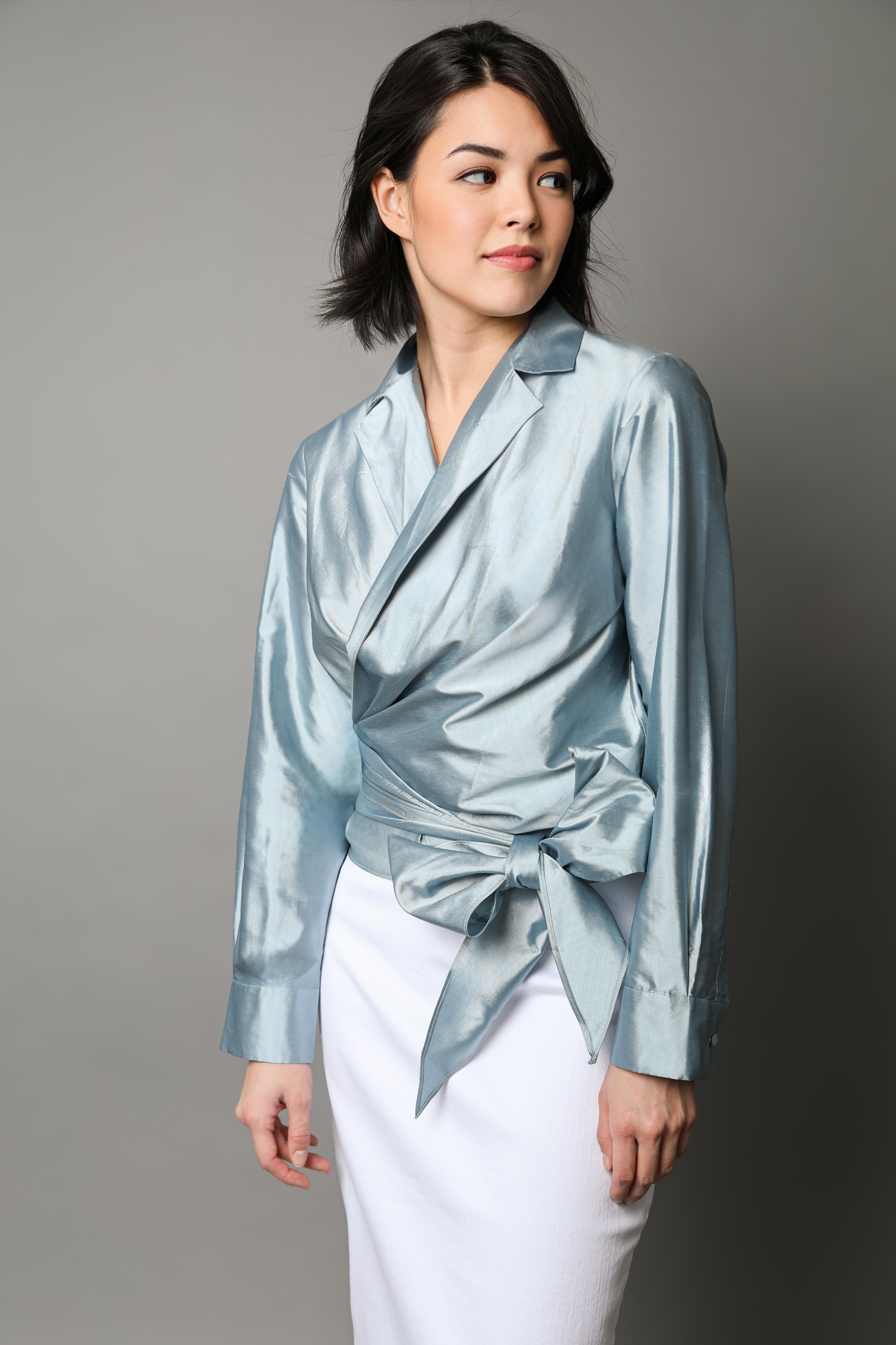 TORINO WRAP SHIRT IN DUPIONI SILK