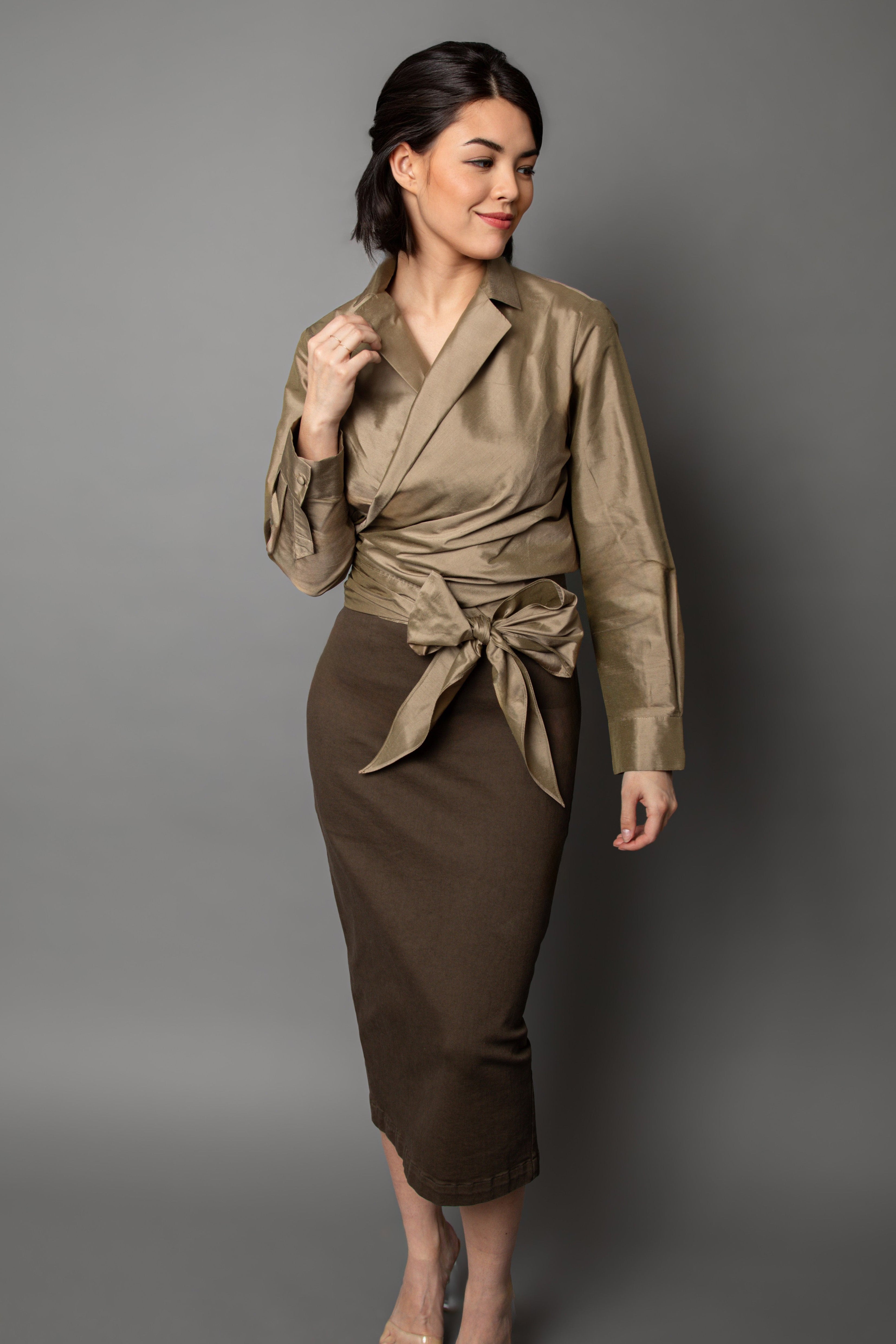 LAUREN SKIRT IN GARMENT-DYED ITALIAN STRETCH DENIM