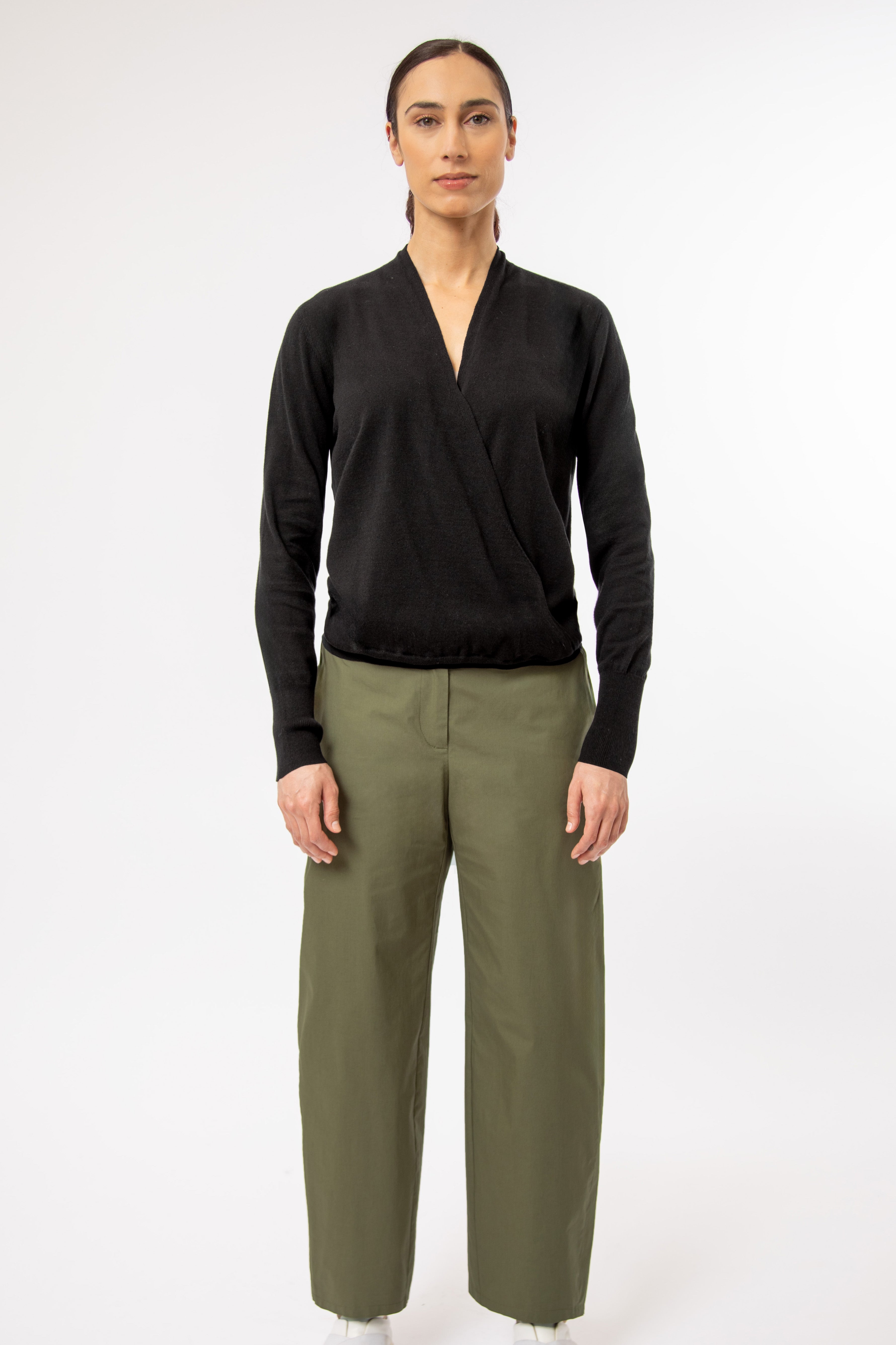 TORY ITALIAN COTTON SURPLICE WRAP TOP