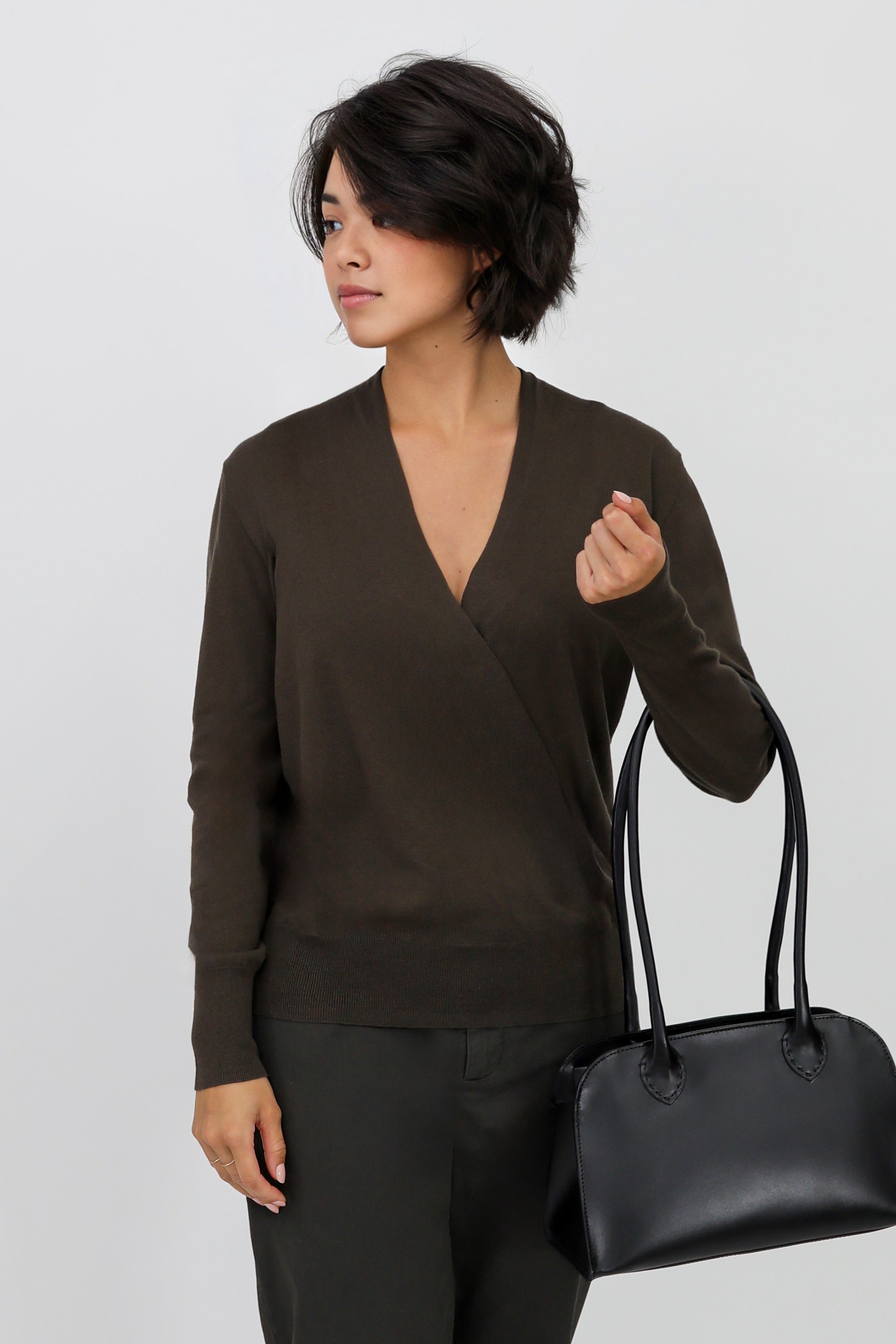 TORY ITALIAN COTTON SURPLICE WRAP TOP