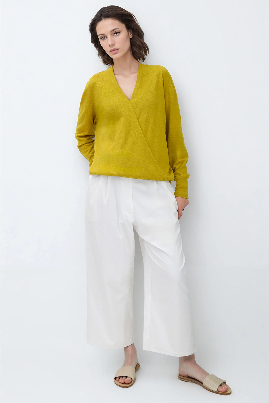 TORY ITALIAN COTTON SURPLICE WRAP TOP