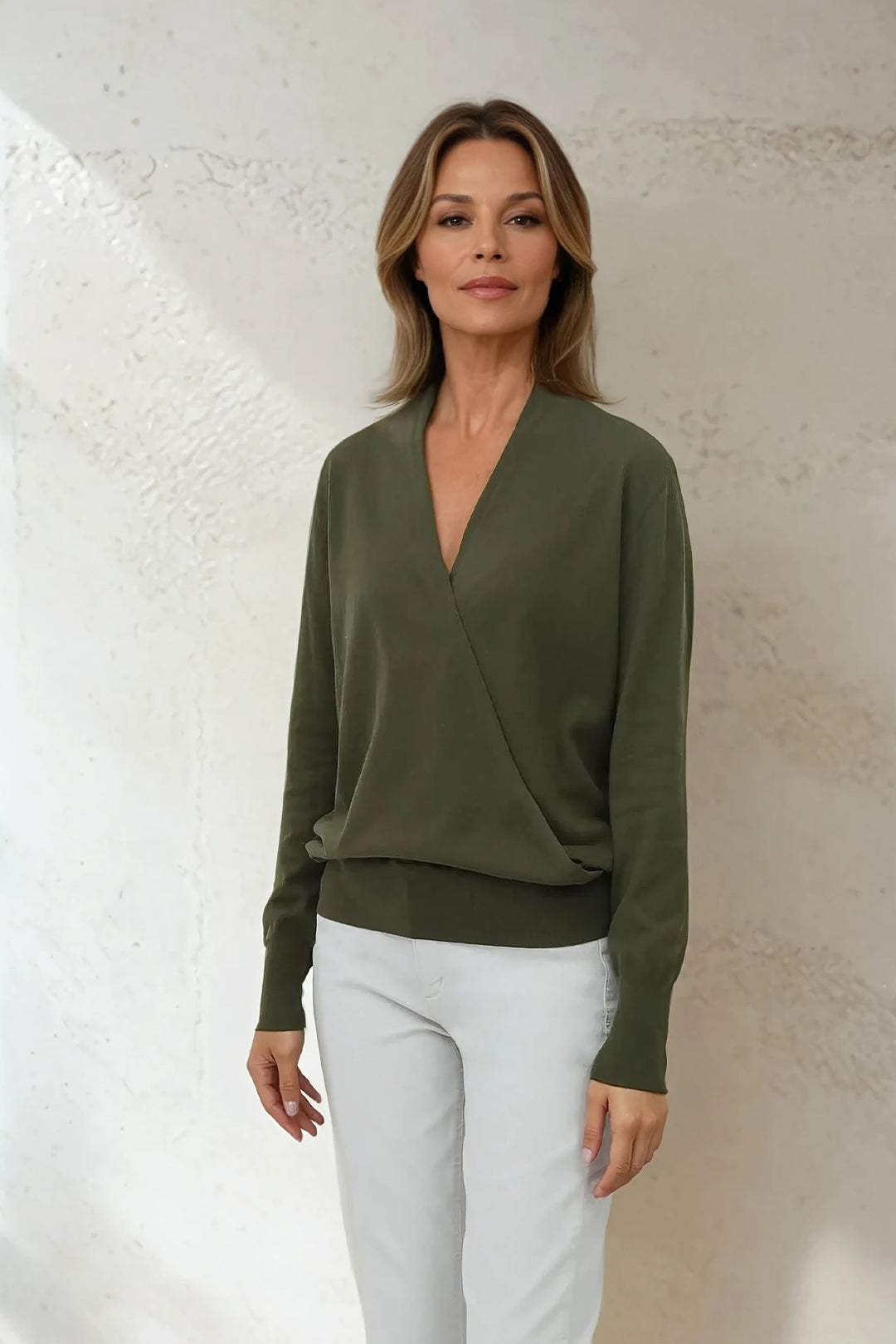 TORY ITALIAN COTTON SURPLICE WRAP TOP