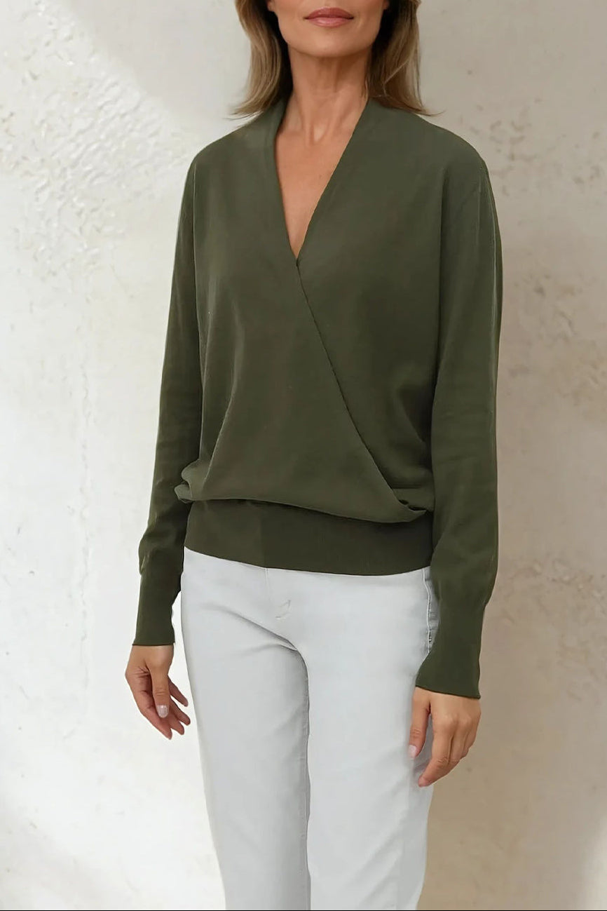 TORY ITALIAN COTTON SURPLICE WRAP TOP