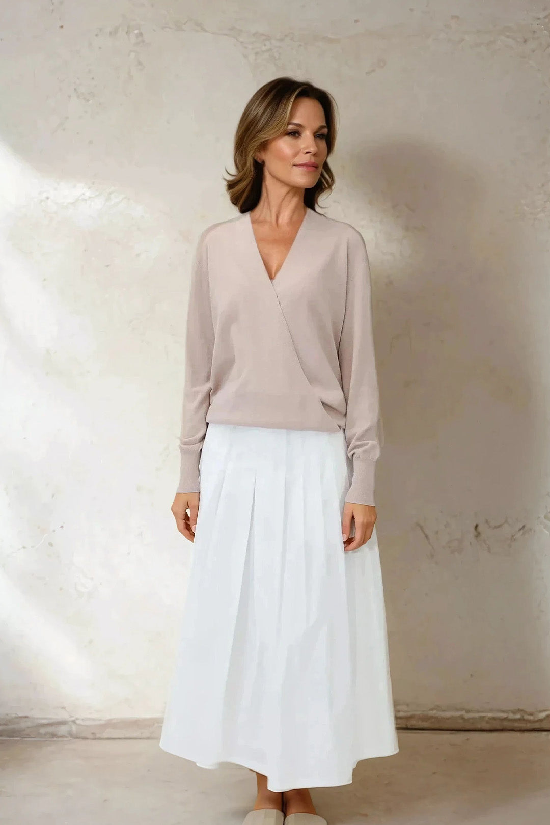 LILOU PLEATED SKIRT IN ITALIAN POPLIN STRETCH