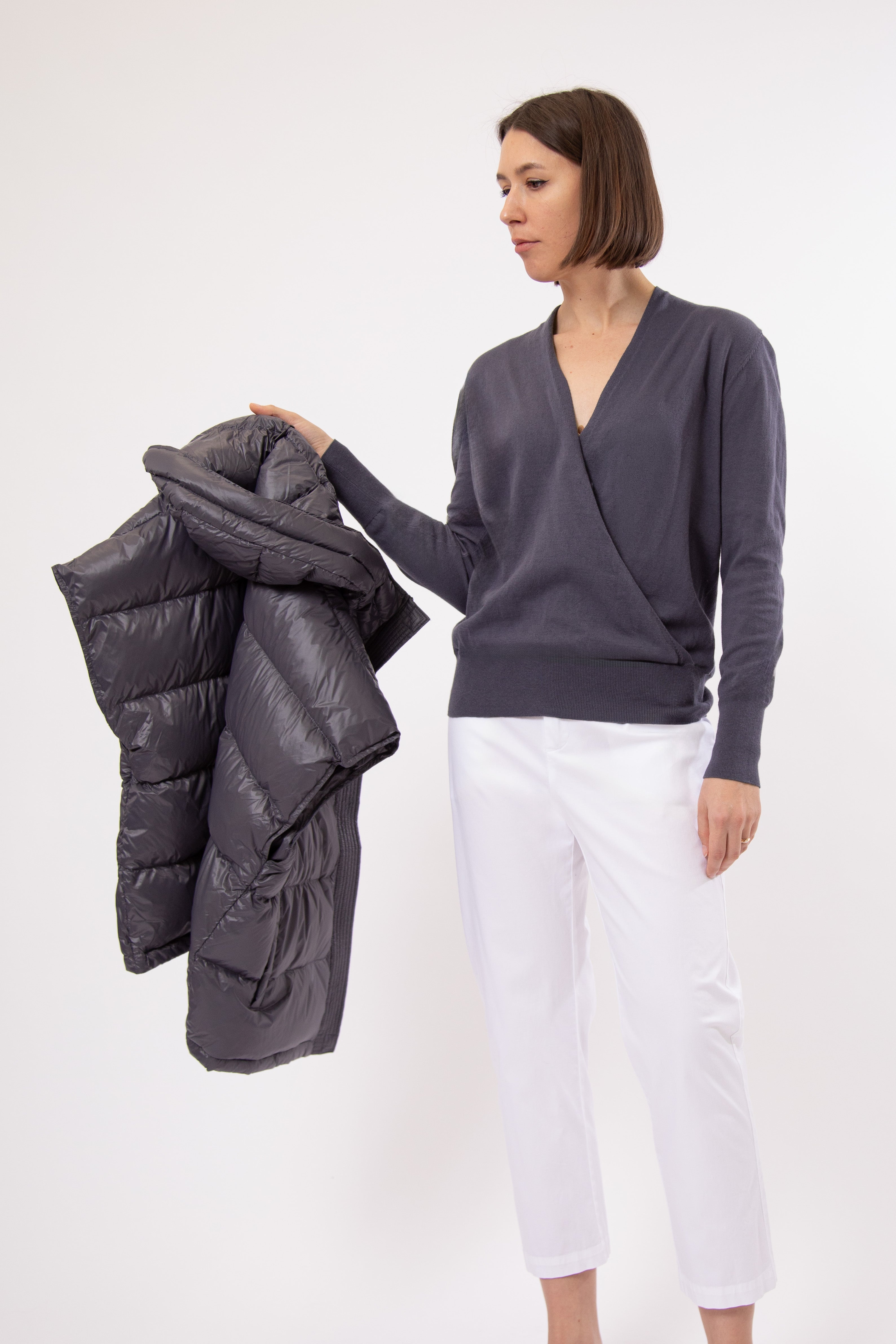 TORY ITALIAN COTTON SURPLICE WRAP TOP