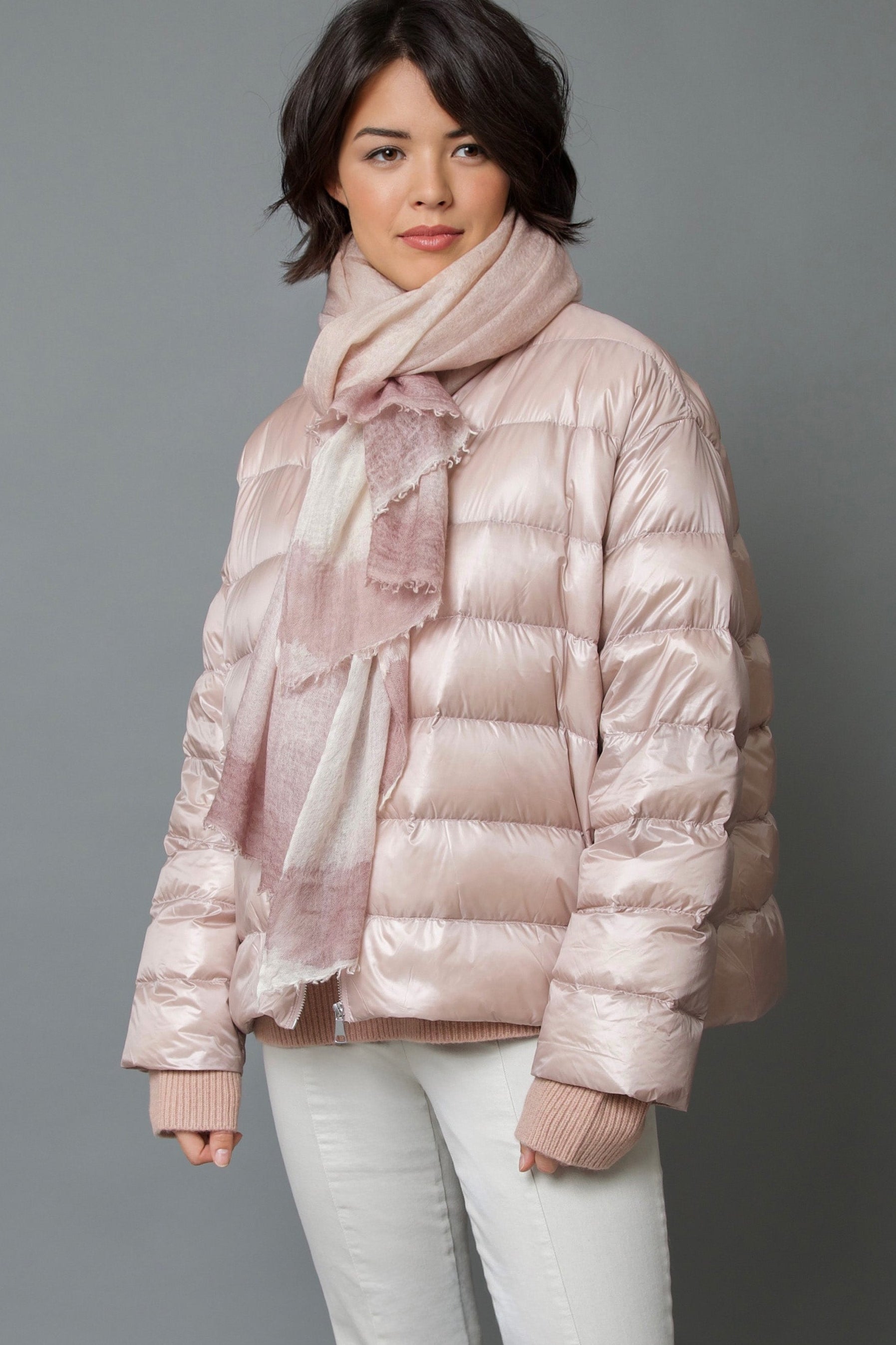 ROSE POWDER SCARF IN HAND DYED CASHMERE