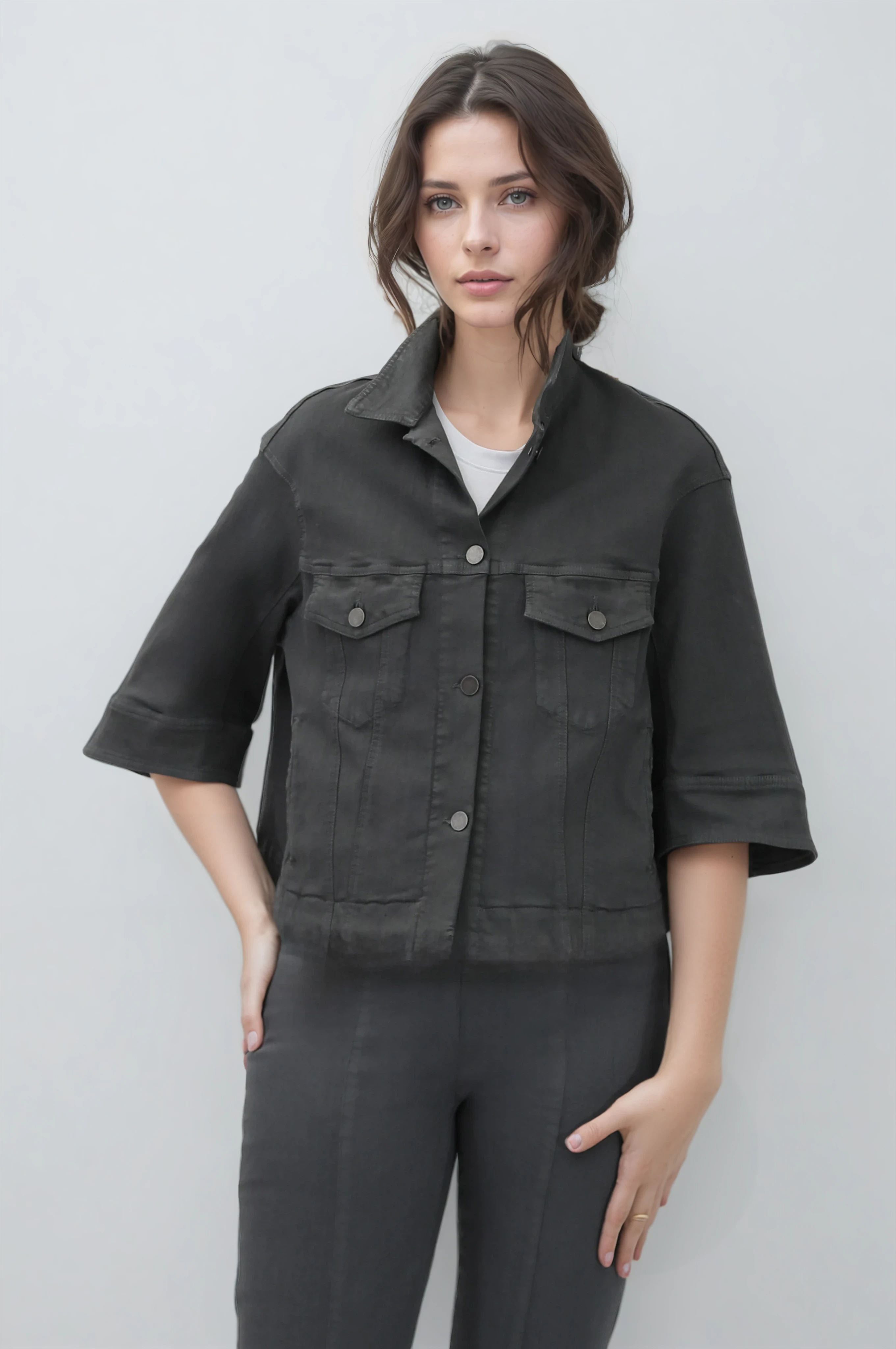 VENETO JACKET GARMENT-DYED ITALIAN STRETCH DENIM