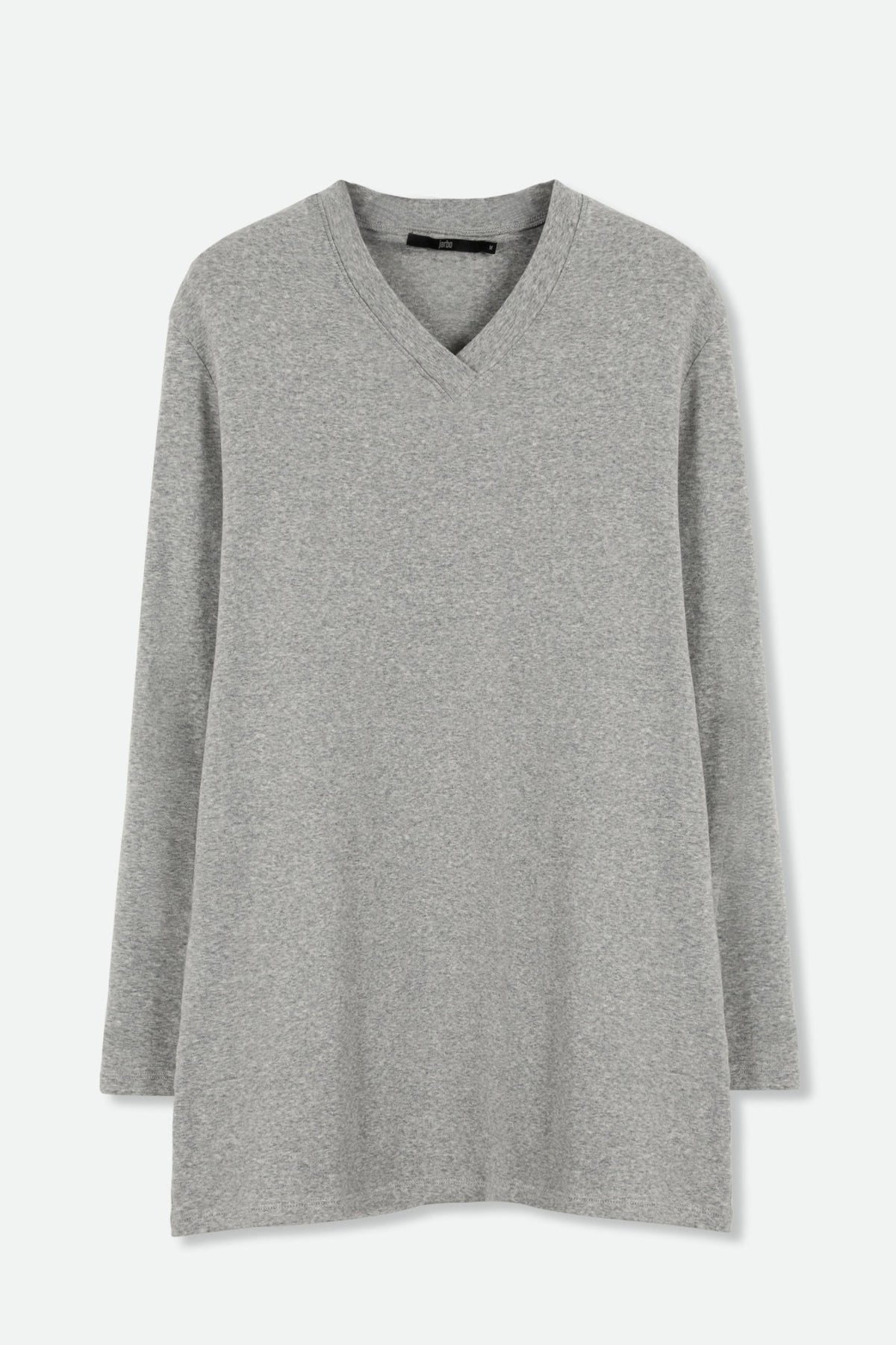 A LINE V NECK LONG SLEEVE TUNIC IN HEATHERED PIMA COTTON STRETCH