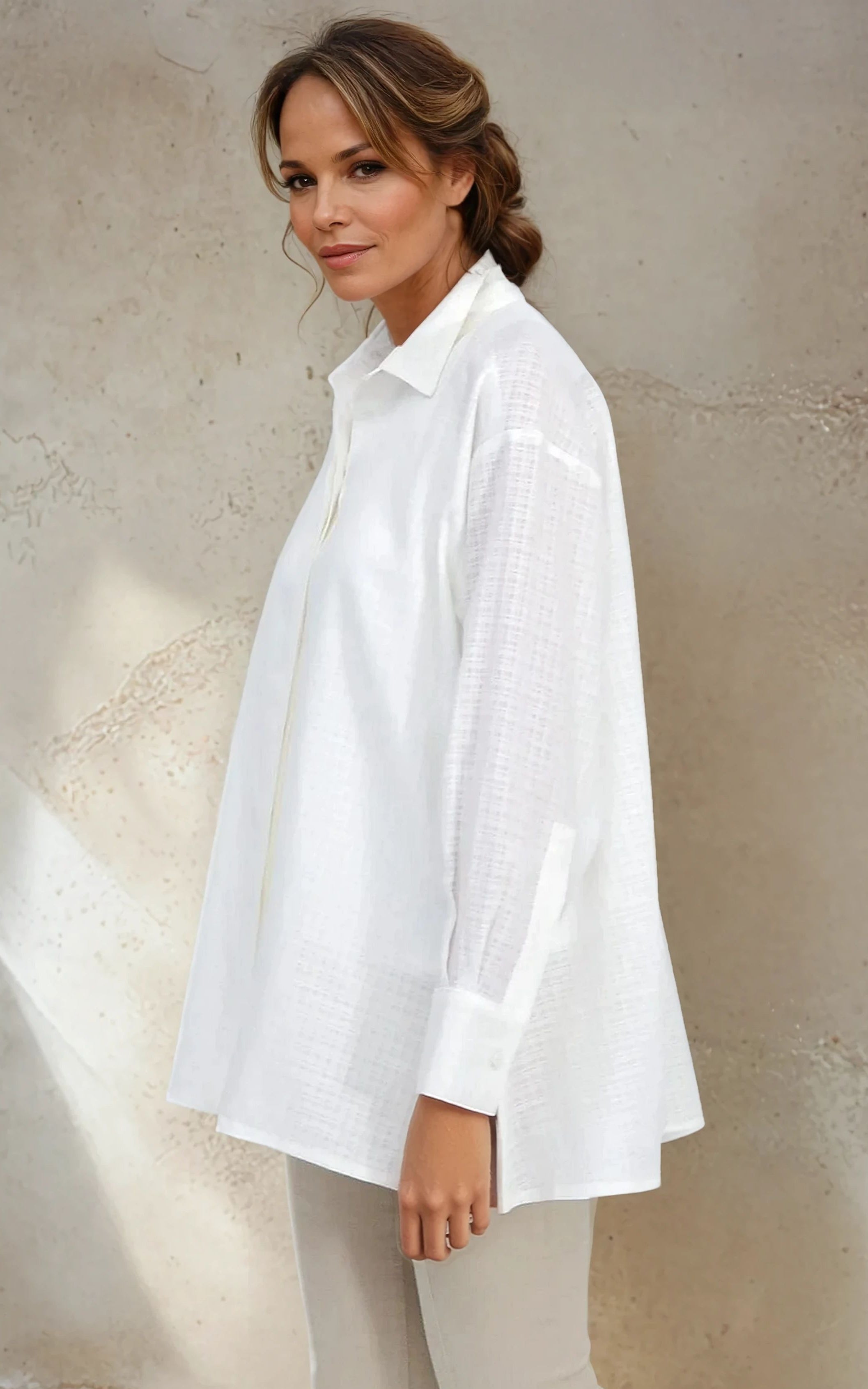 ADRIA SHIRT IN ITALIAN COTTON WHITE WEAVE - Jarbo