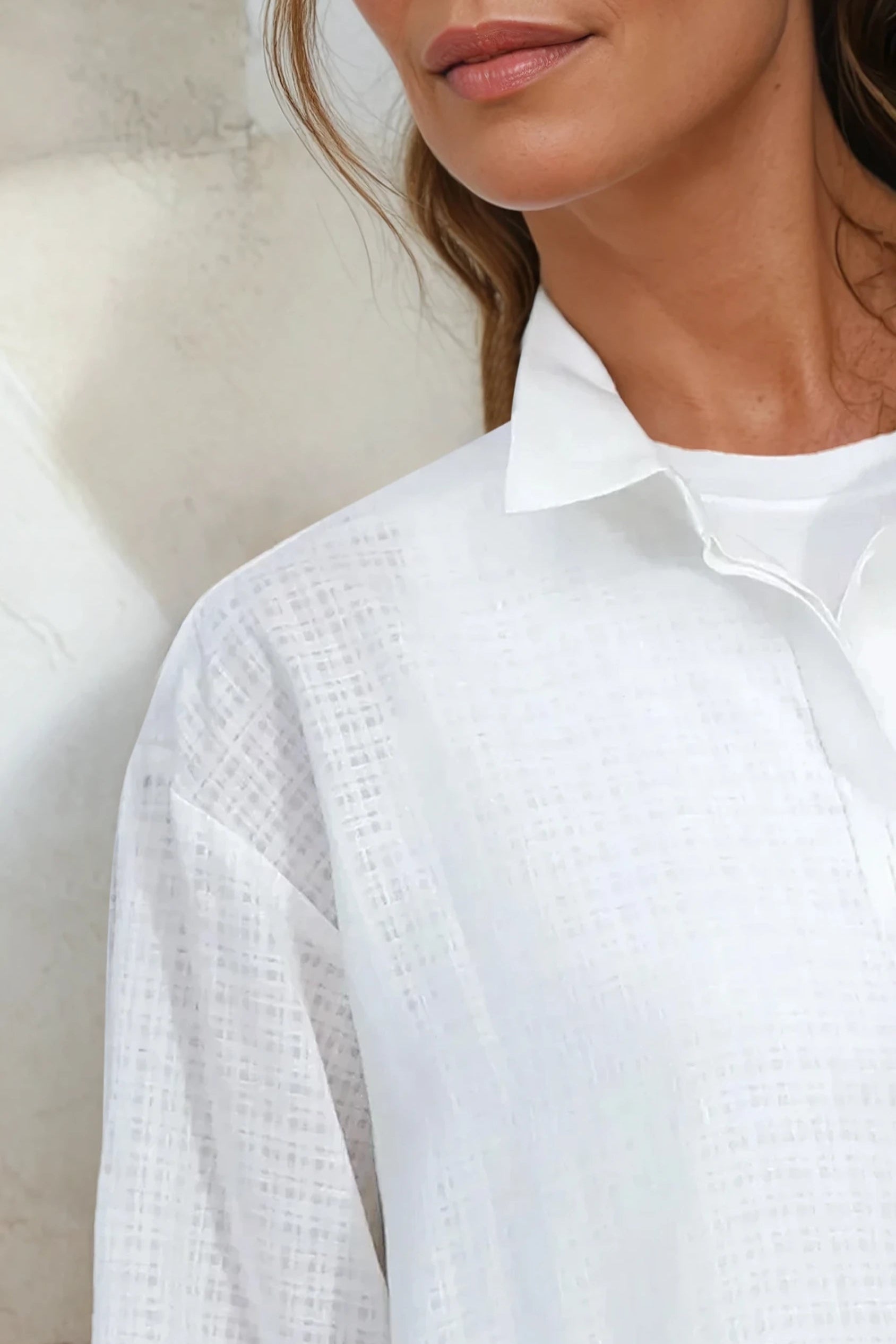 ADRIA SHIRT IN ITALIAN COTTON WHITE WEAVE - Jarbo