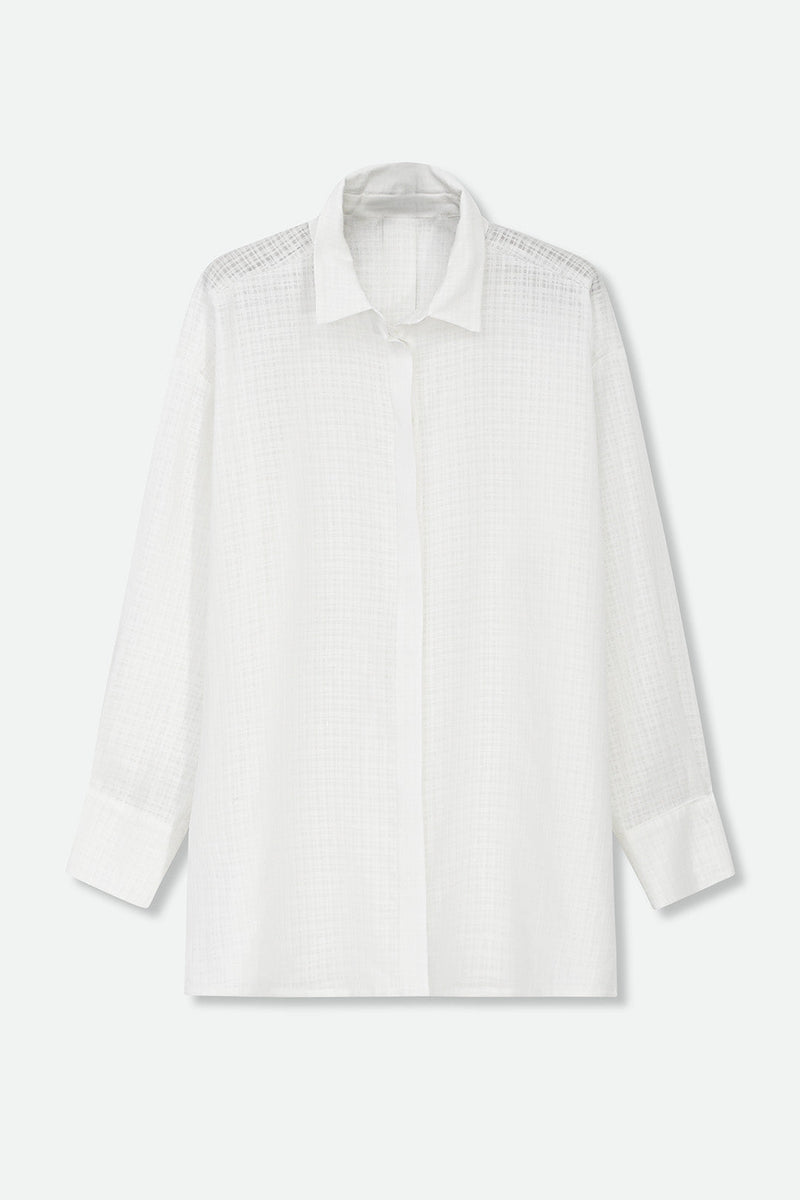 giannetto linen cotton White shirt (織柄) コットン 2Bシングル 