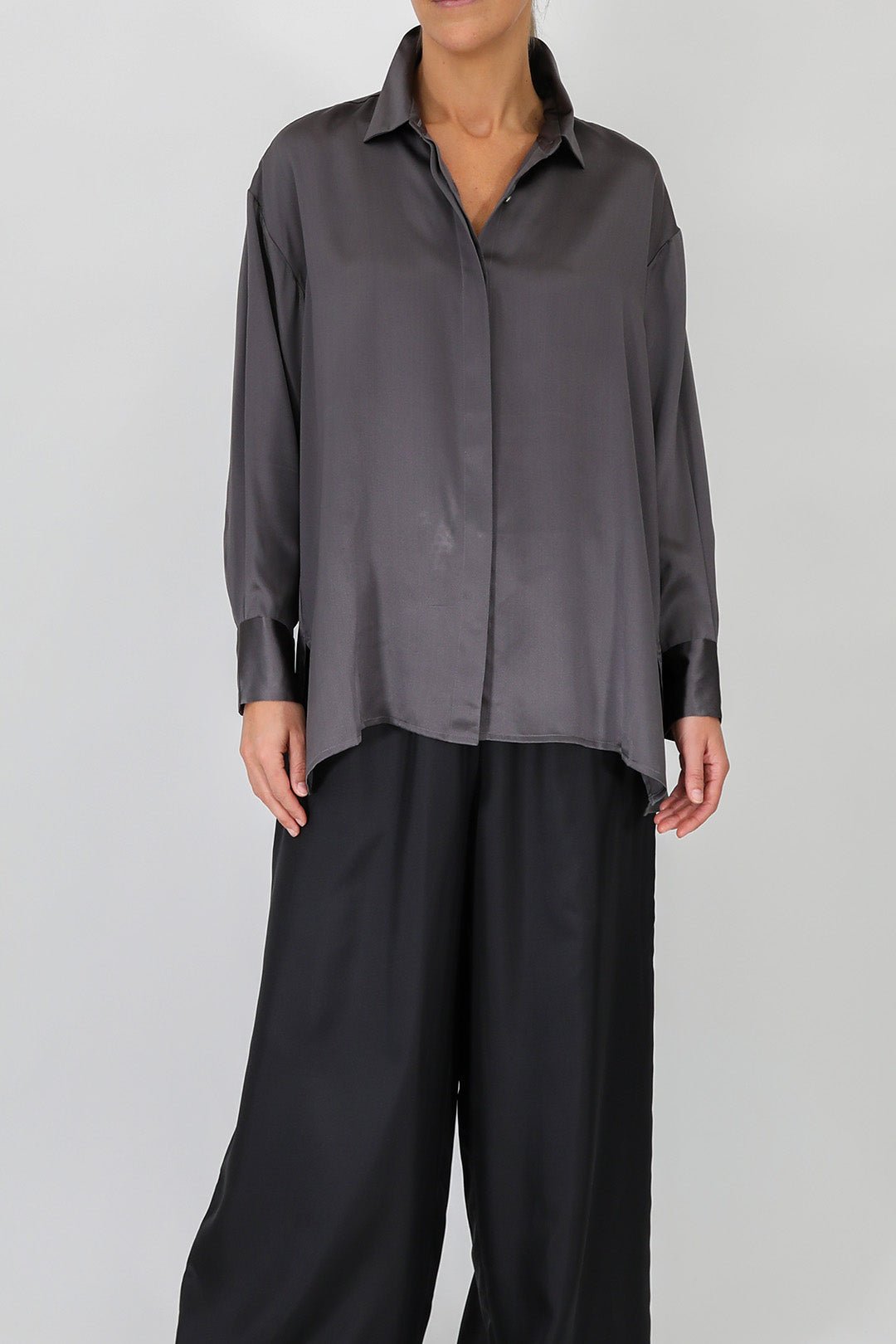 ADRIA SHIRT IN STRETCH SILK CHARMEUSE - Jarbo