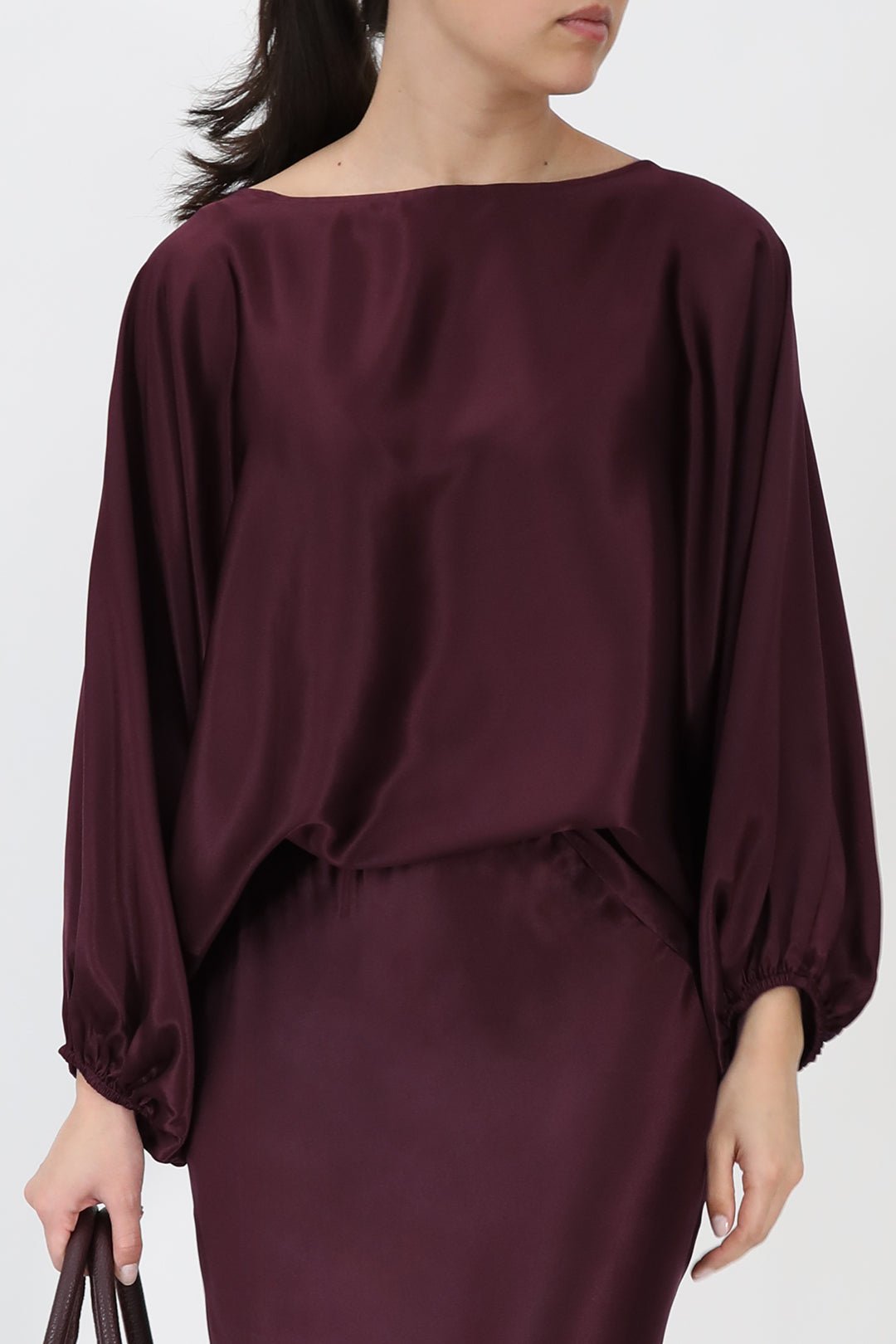 ANDIE ONE - SIZE BOATNECK BLOUSE IN SILK CHARMEUSE - Jarbo